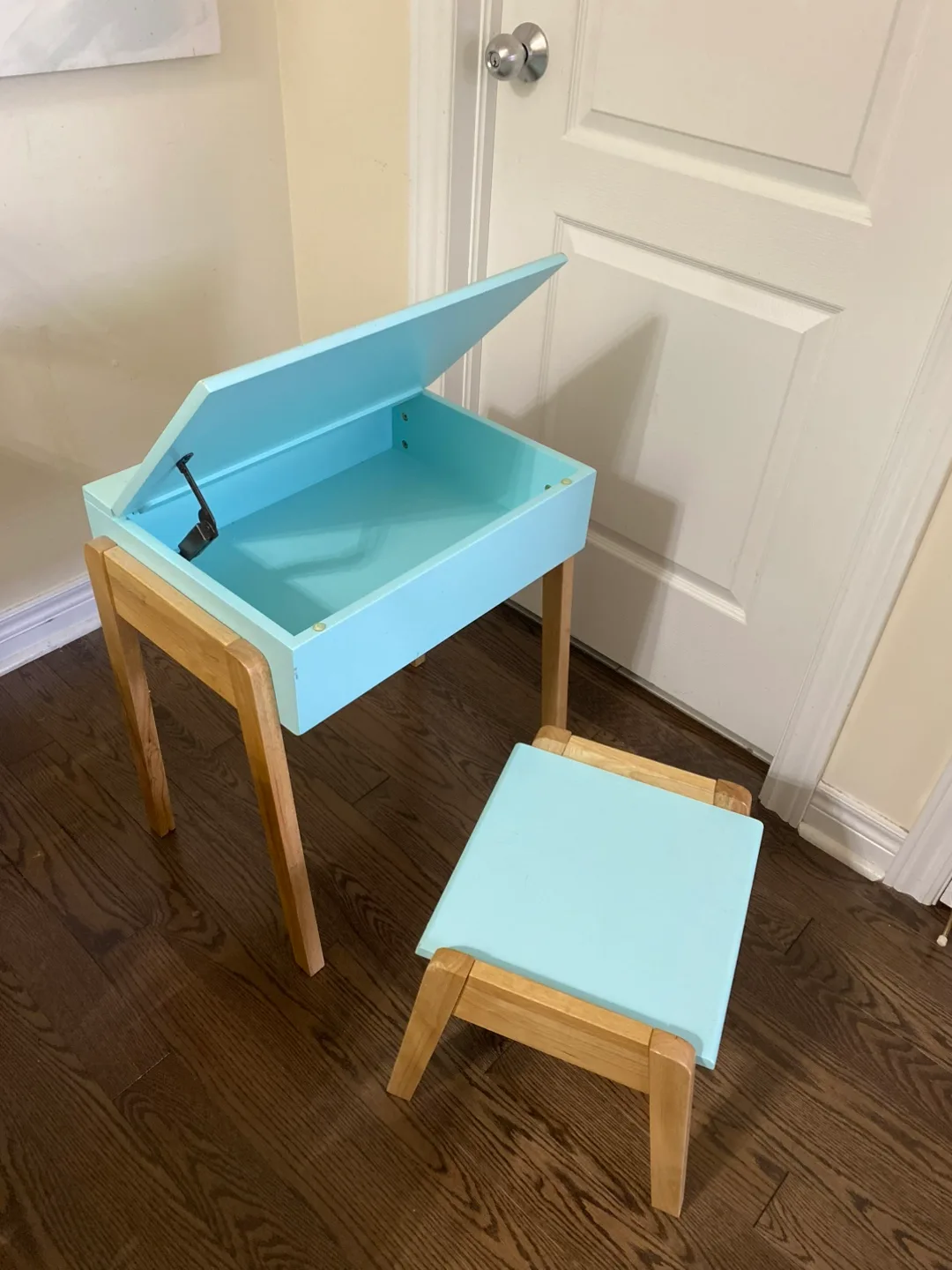 Kids Desk and Stool Set - Light Blue thumbnail