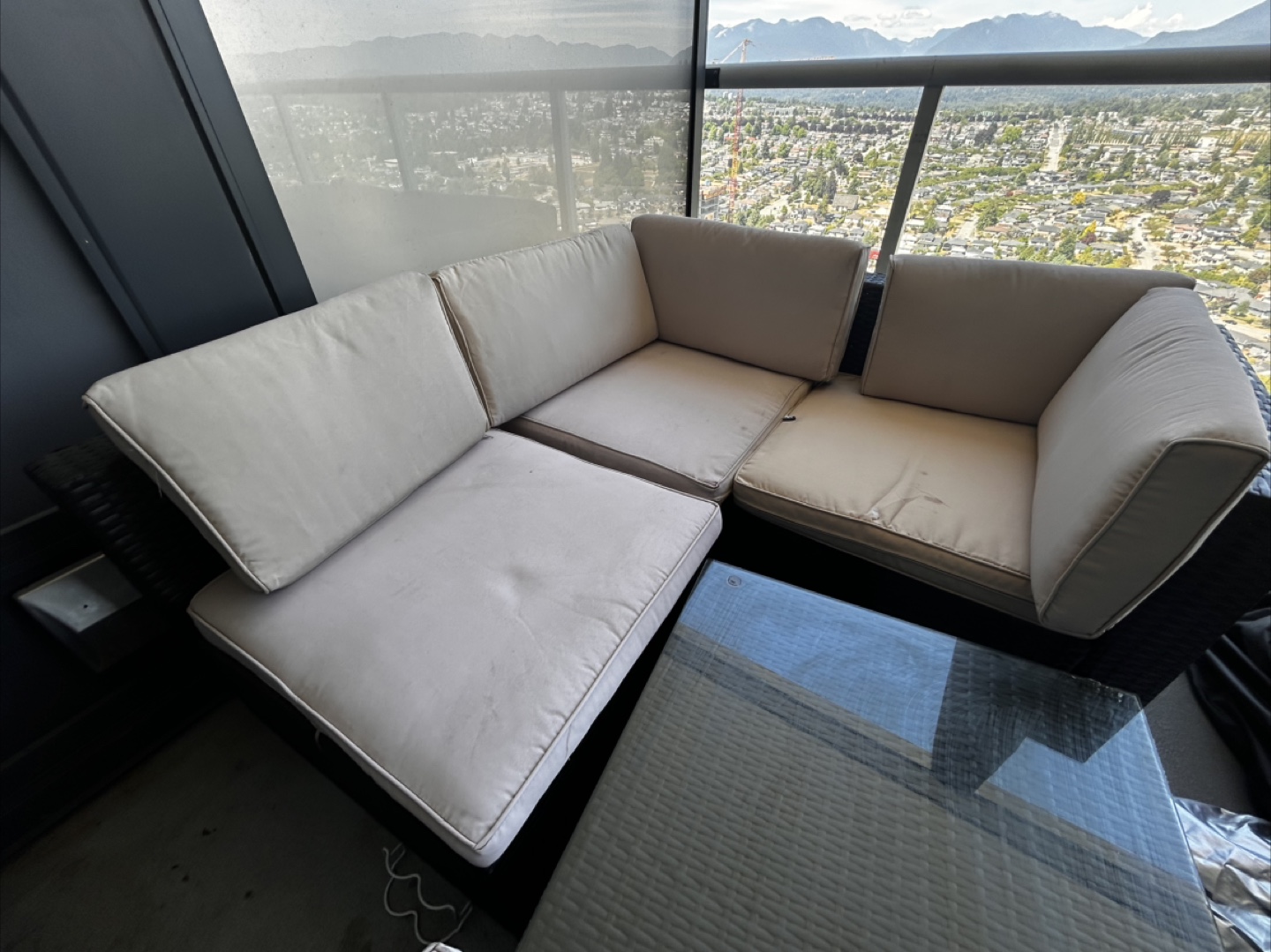 Patio Cushioned Sofa with Chair Coffee Table - White - photo 3
