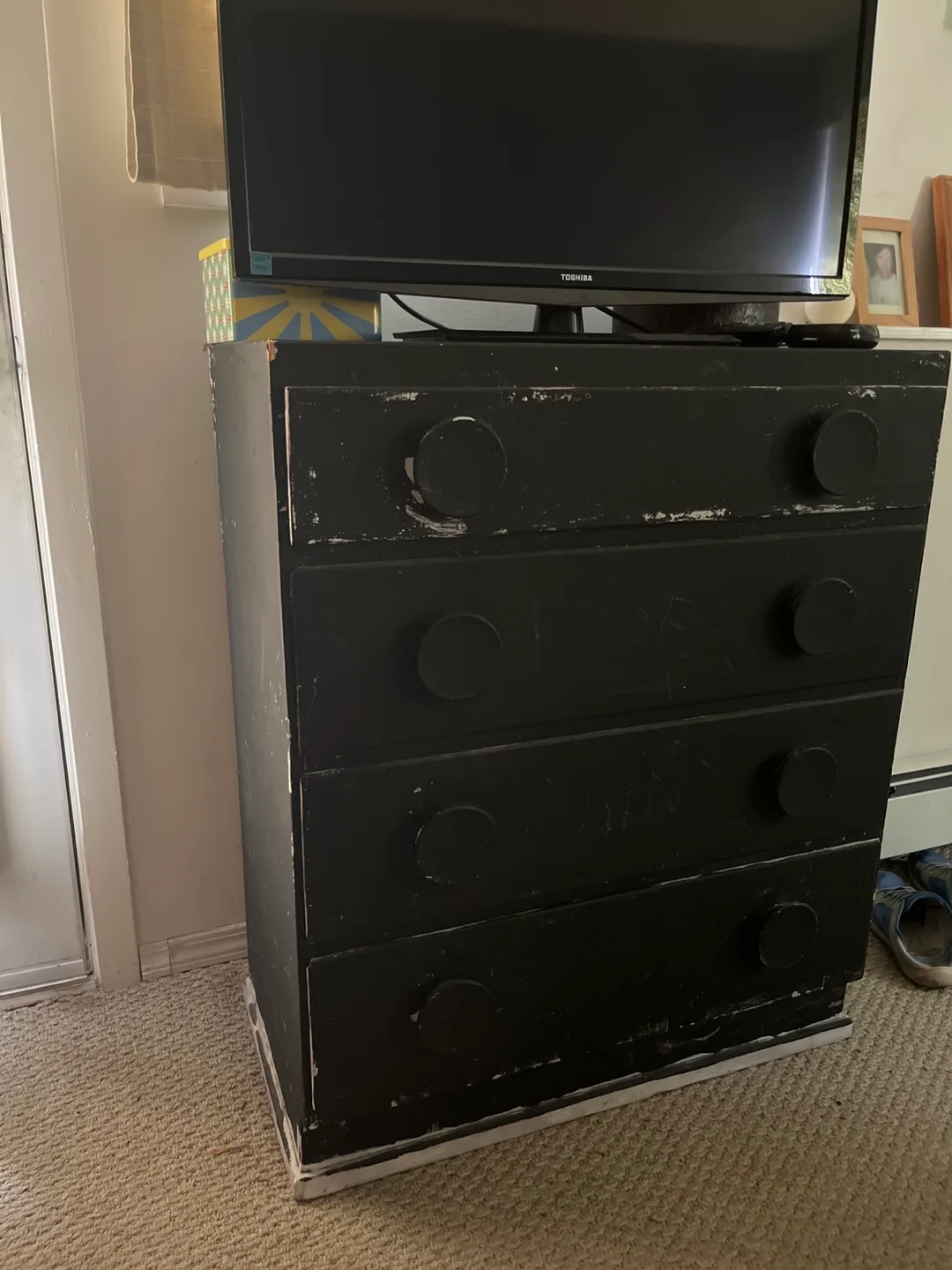 Black Wooden Dresser - 4 Drawers thumbnail