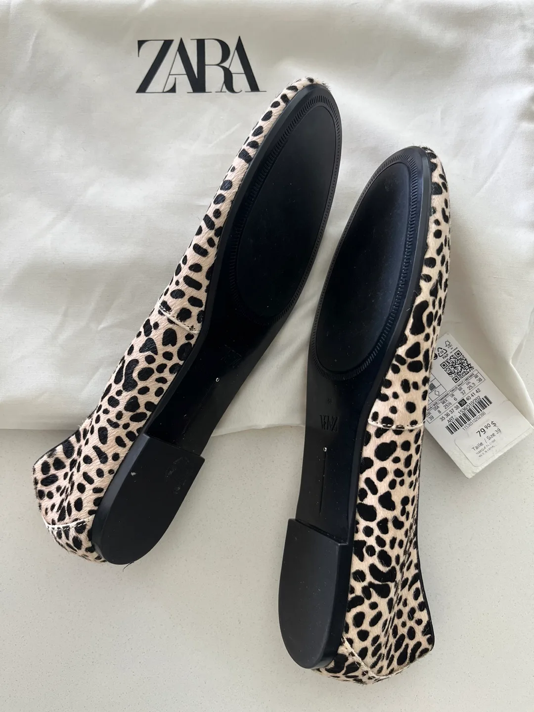 Size 9 ZARA brand new animal print flats thumbnail