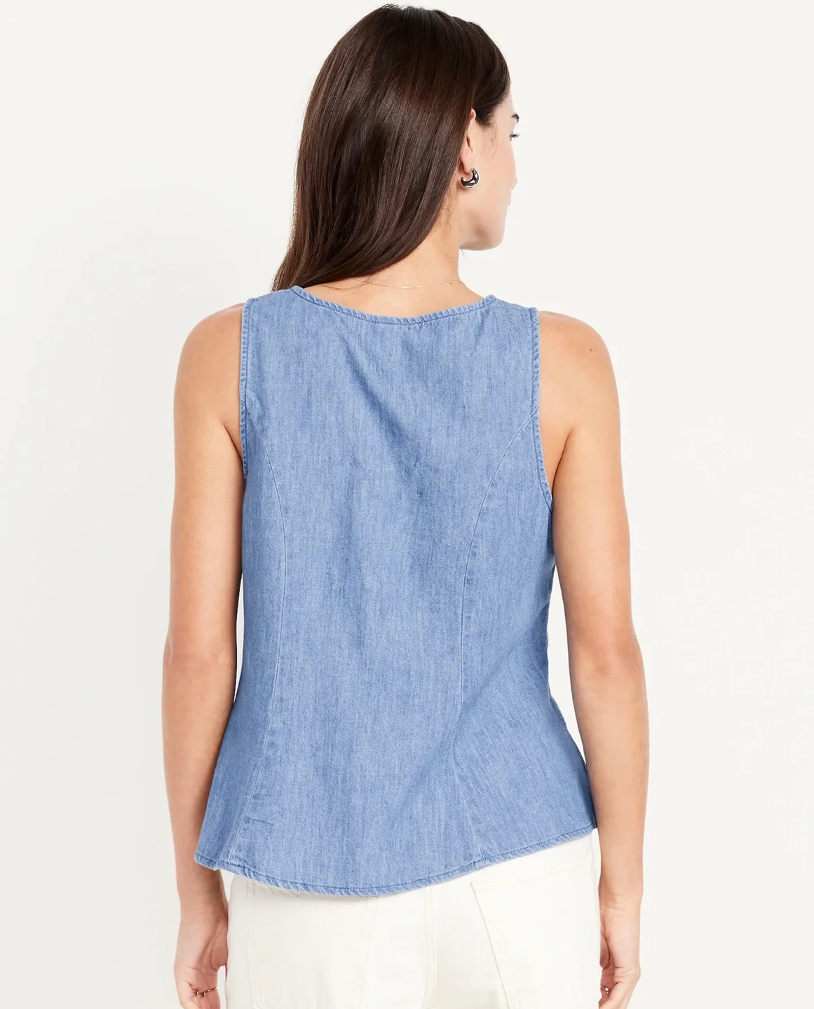 Old Navy Button Down Denim Swing Top | Medium Wash image indicator(2)