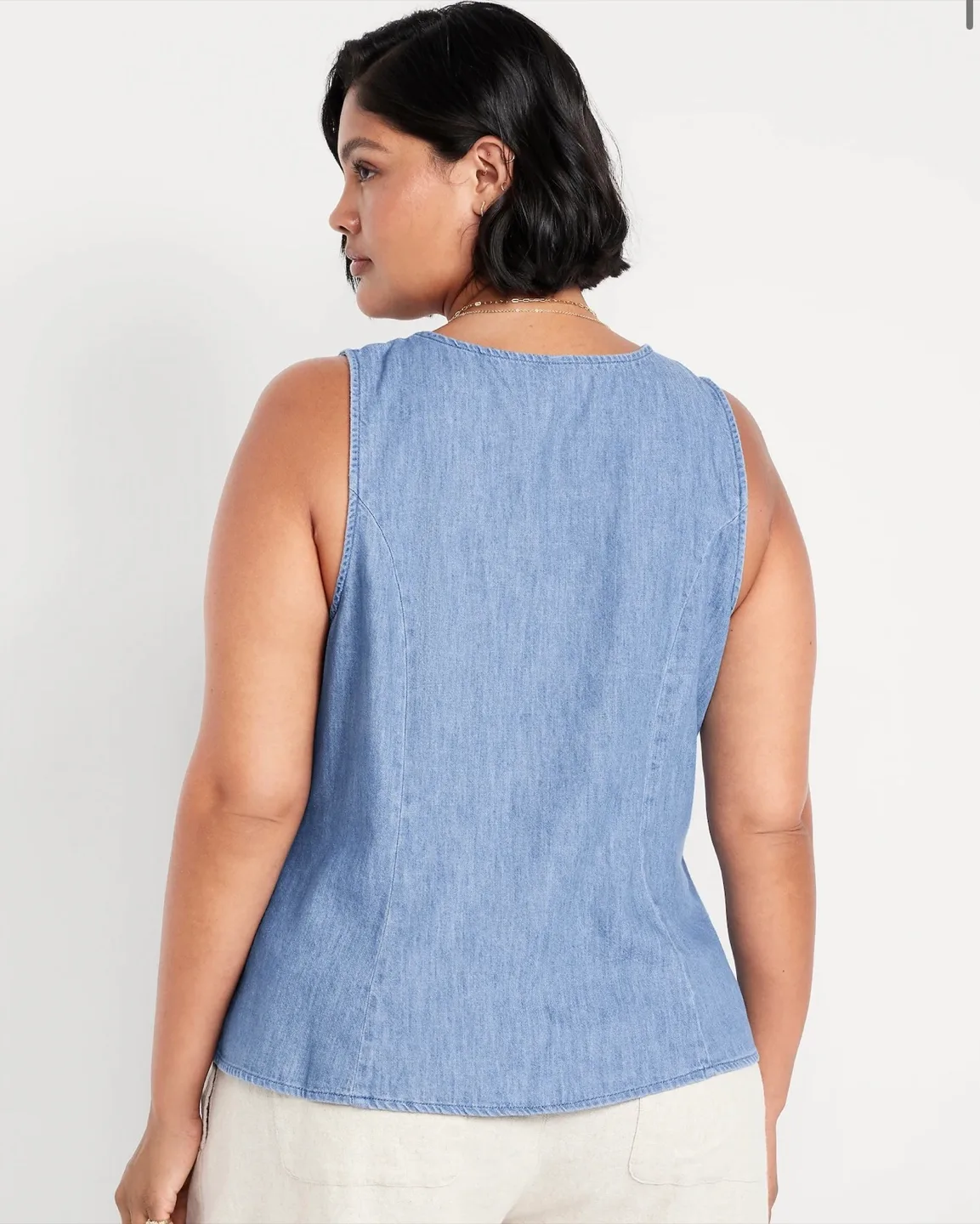 Old Navy Button Down Denim Swing Top | Medium Wash image indicator(6)