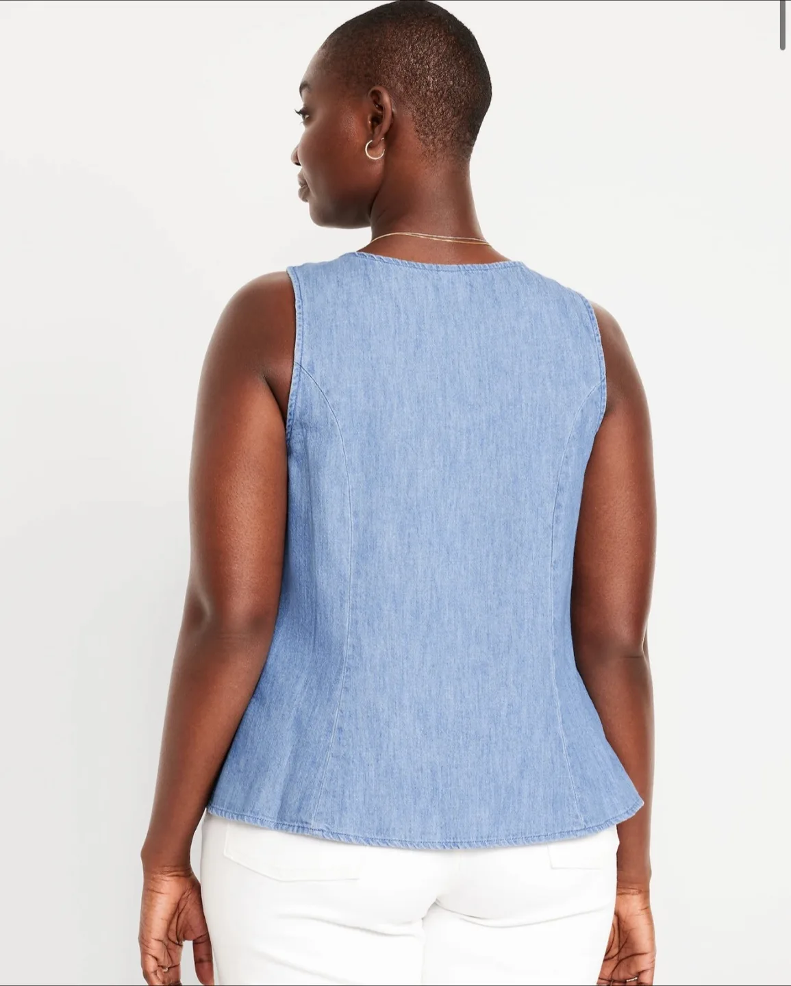 Old Navy Button Down Denim Swing Top | Medium Wash image indicator(4)