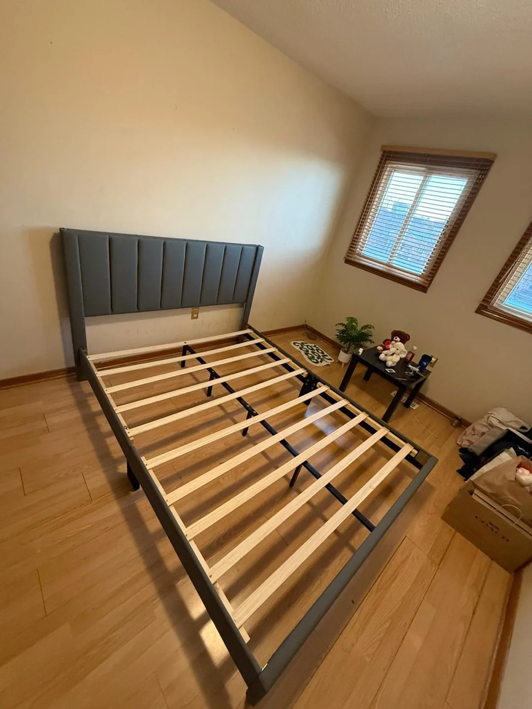 Upholstered Platform Bed Frame - Grey