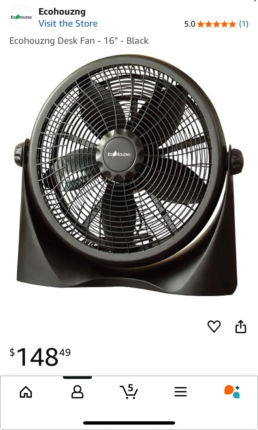 Ecohouzng Desk/Floor Fan - 16" - Black thumbnail