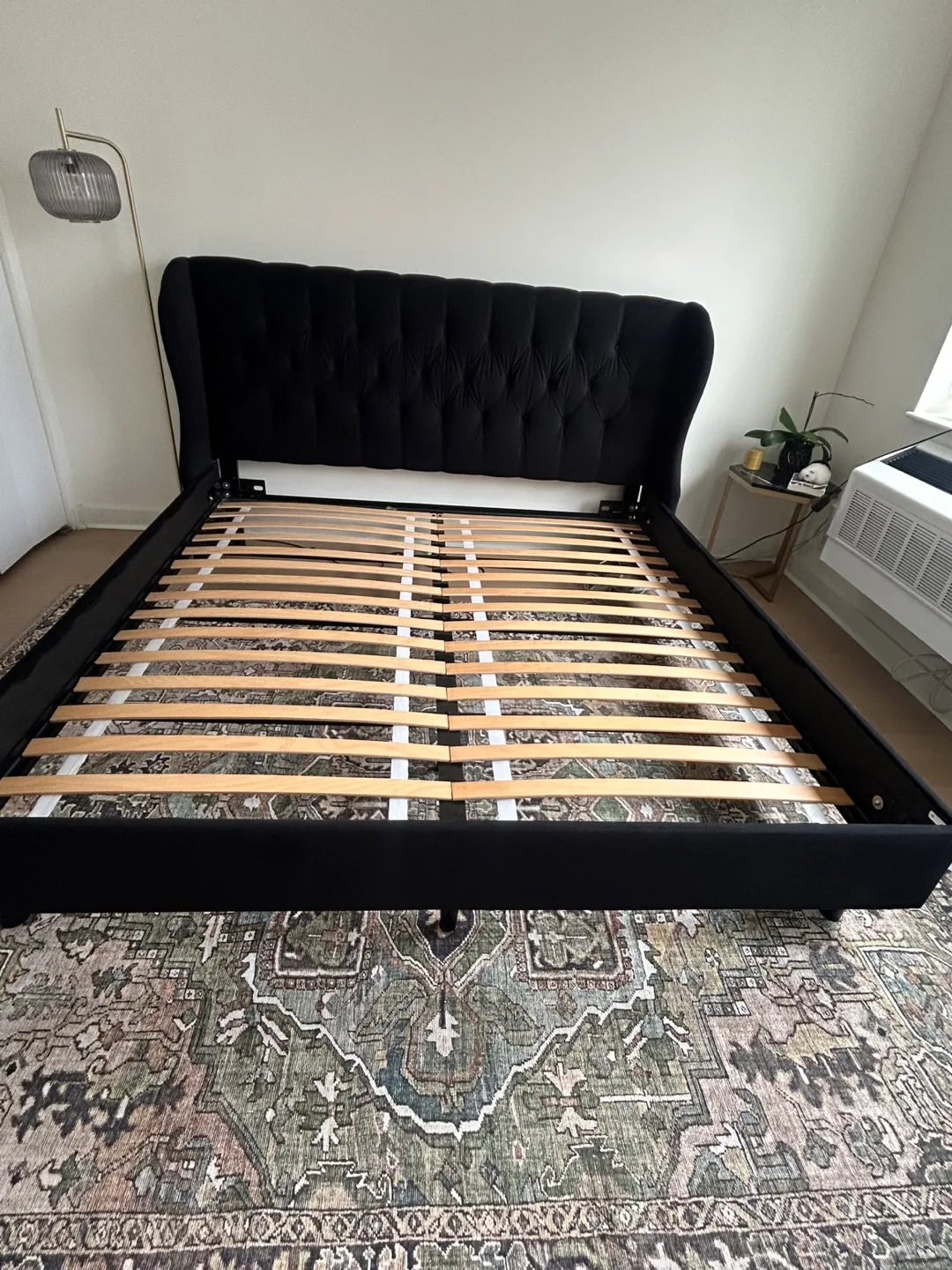 Black velvet tufted wingback king size bed *like new* thumbnail