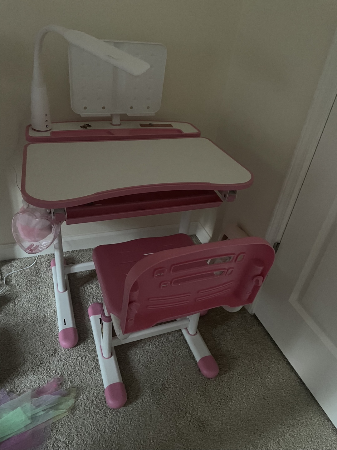Pink Adjustable Kids Desk and Chair Set