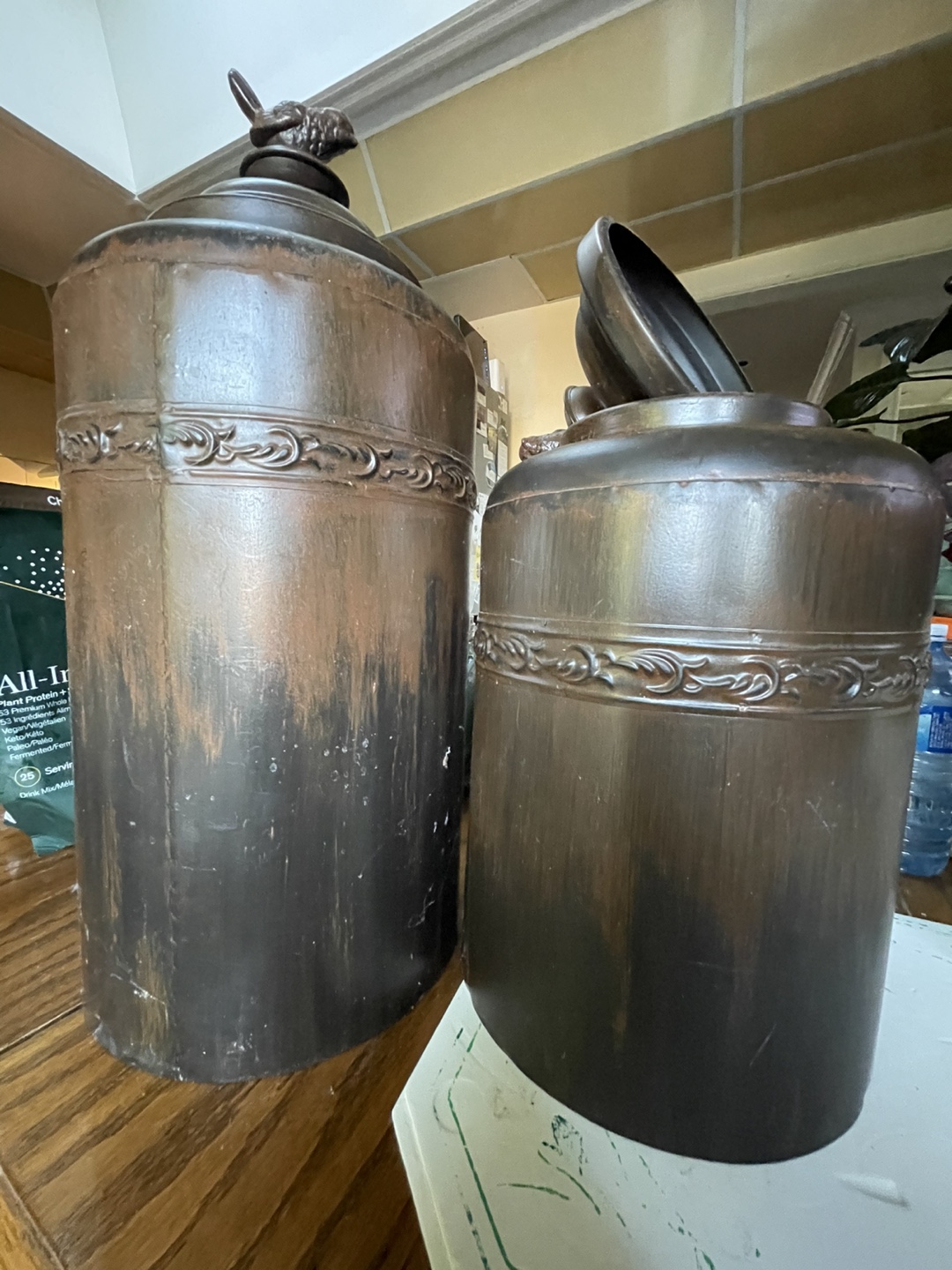 Vintage Bronze Storage Canisters - Set of 2