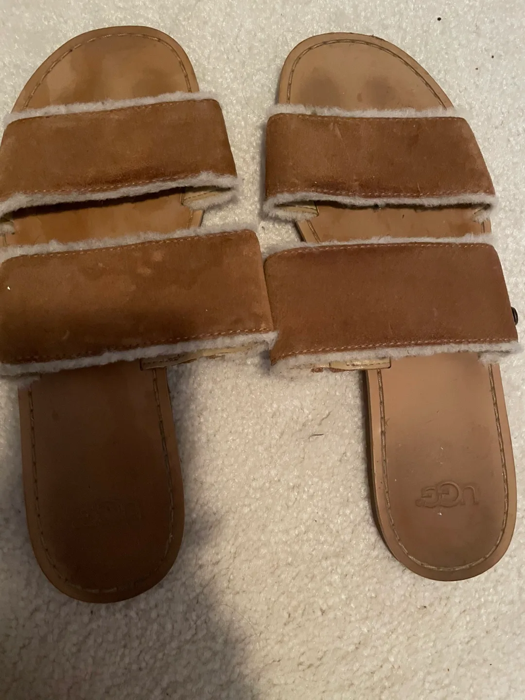 UGG Brown Leather Sandals thumbnail