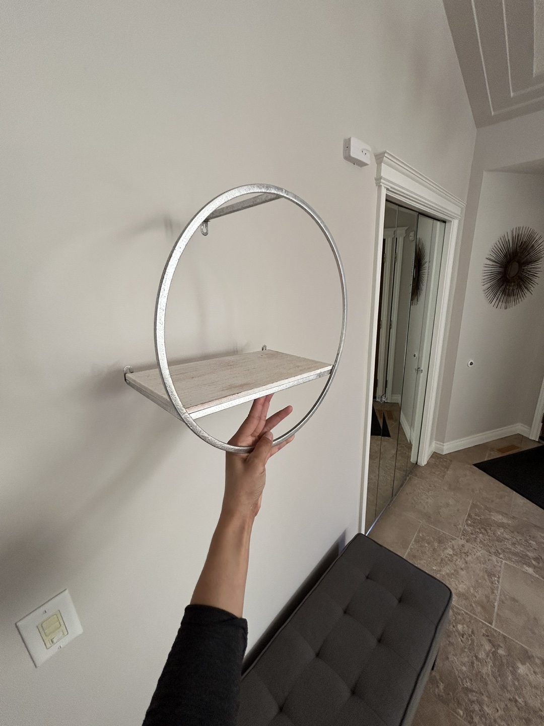 Round Wall Shelf - Silver Finish