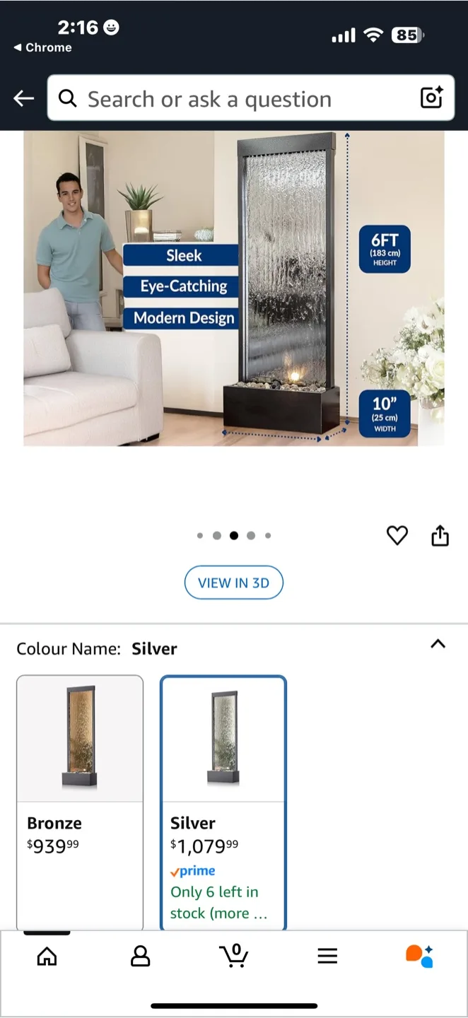 6FT Indoor/Outdoor Waterfall Fountain - Silver image indicator(2)