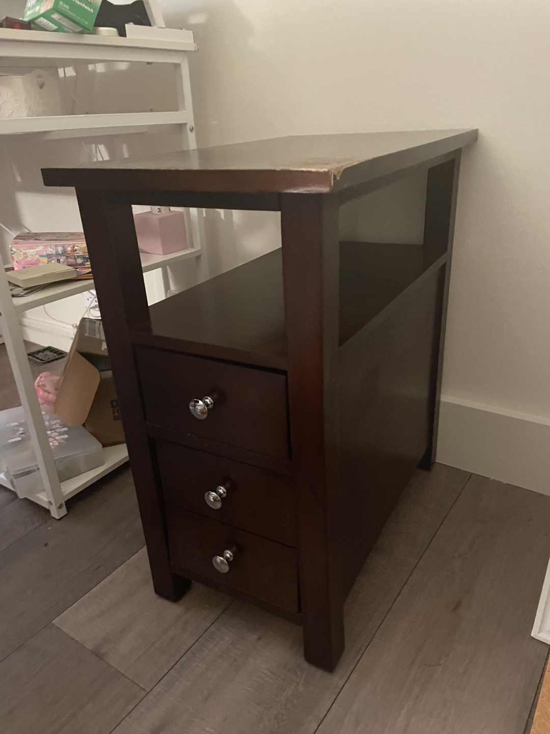 Brown End Table with Drawers - photo 2