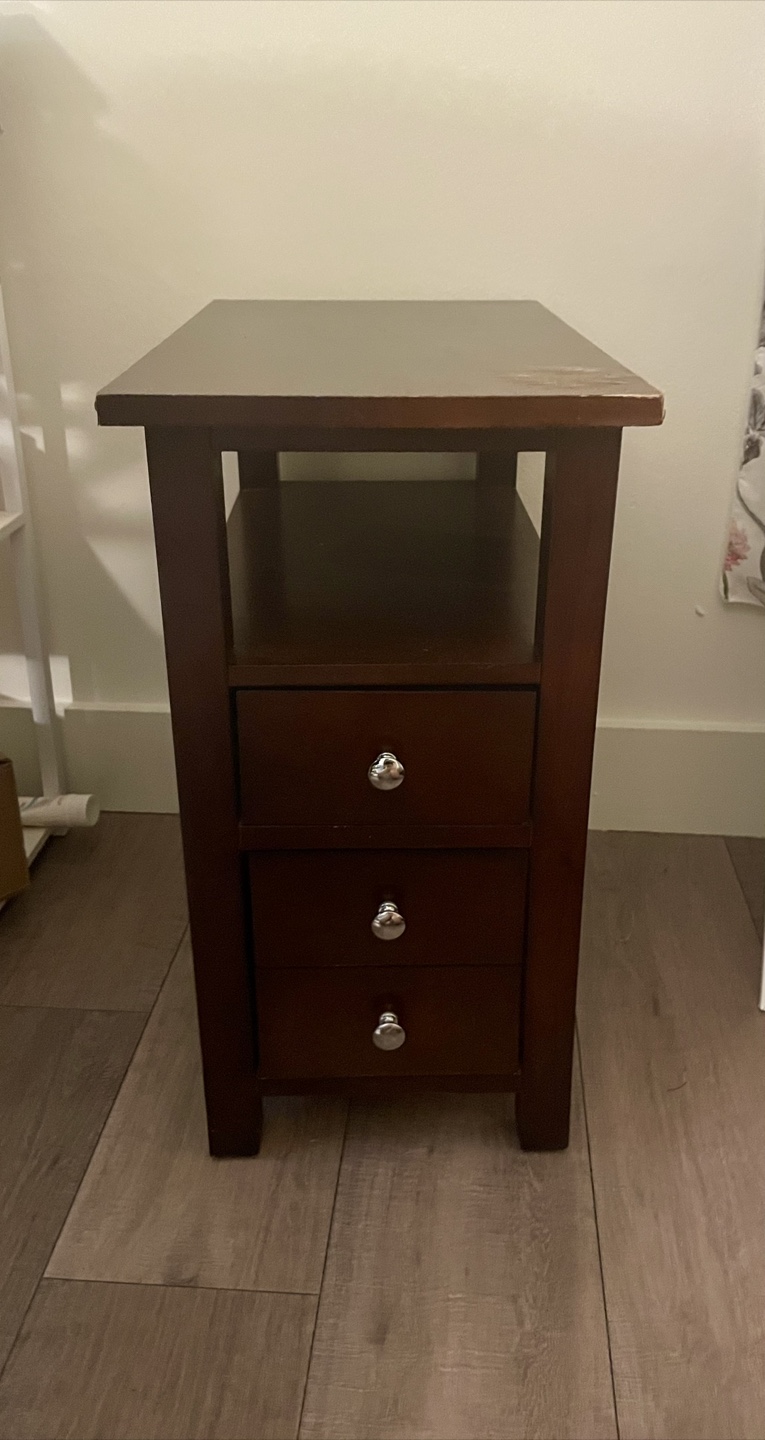 Brown End Table with Drawers