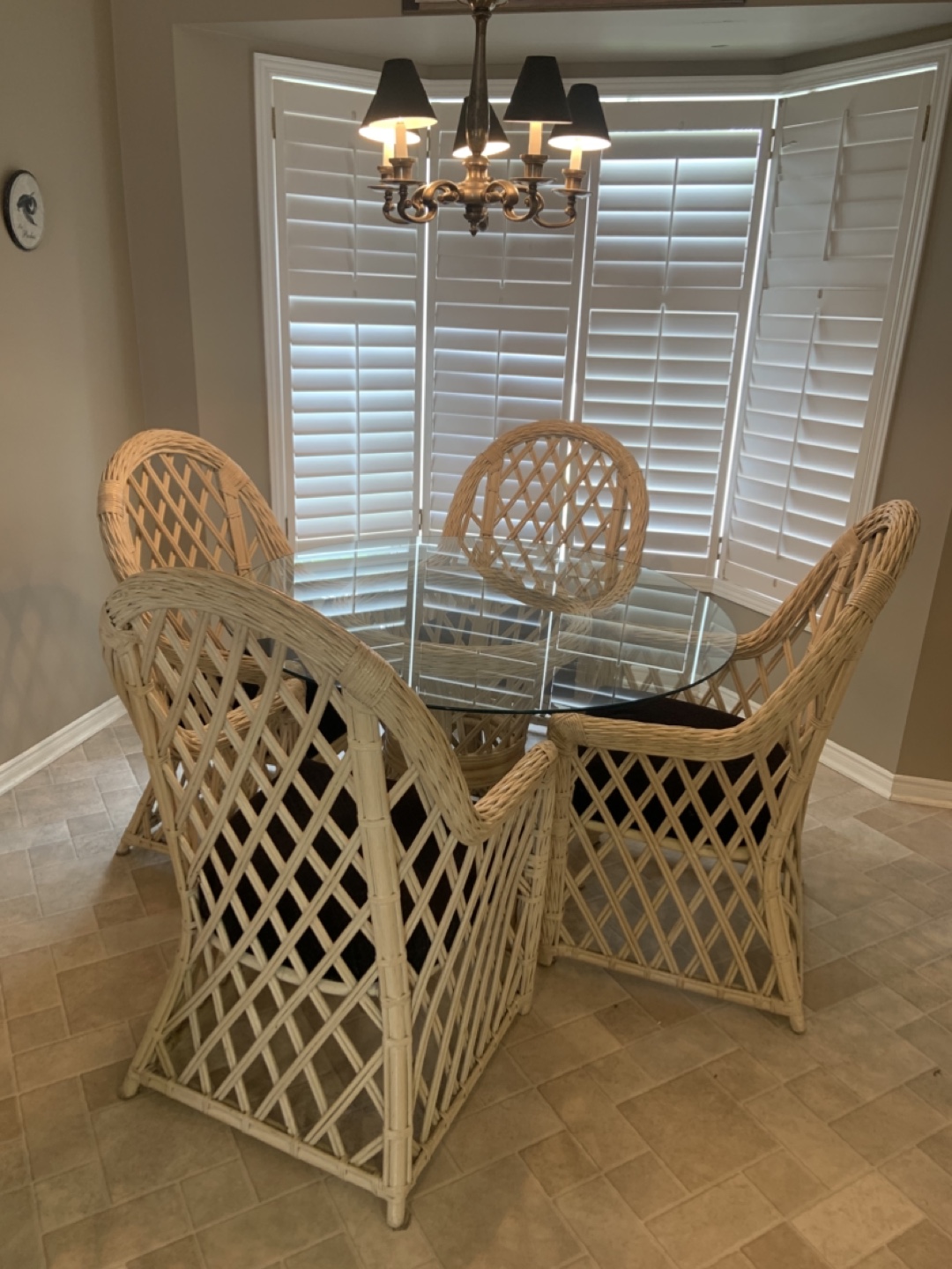 Resin Wicker Dining Set with Glass Top
