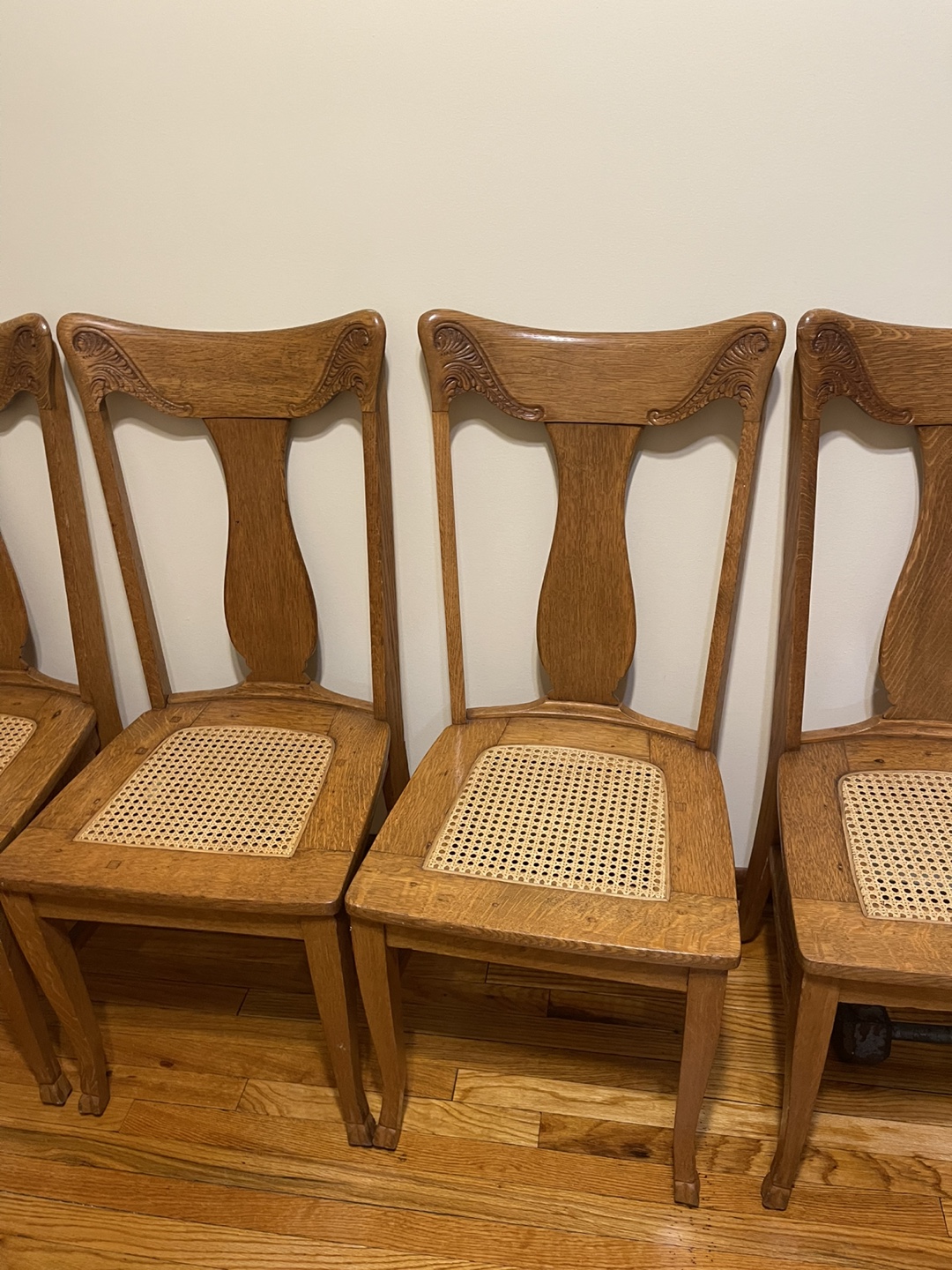 Antique  Dining Chairs with Cane Seats - Set of 4