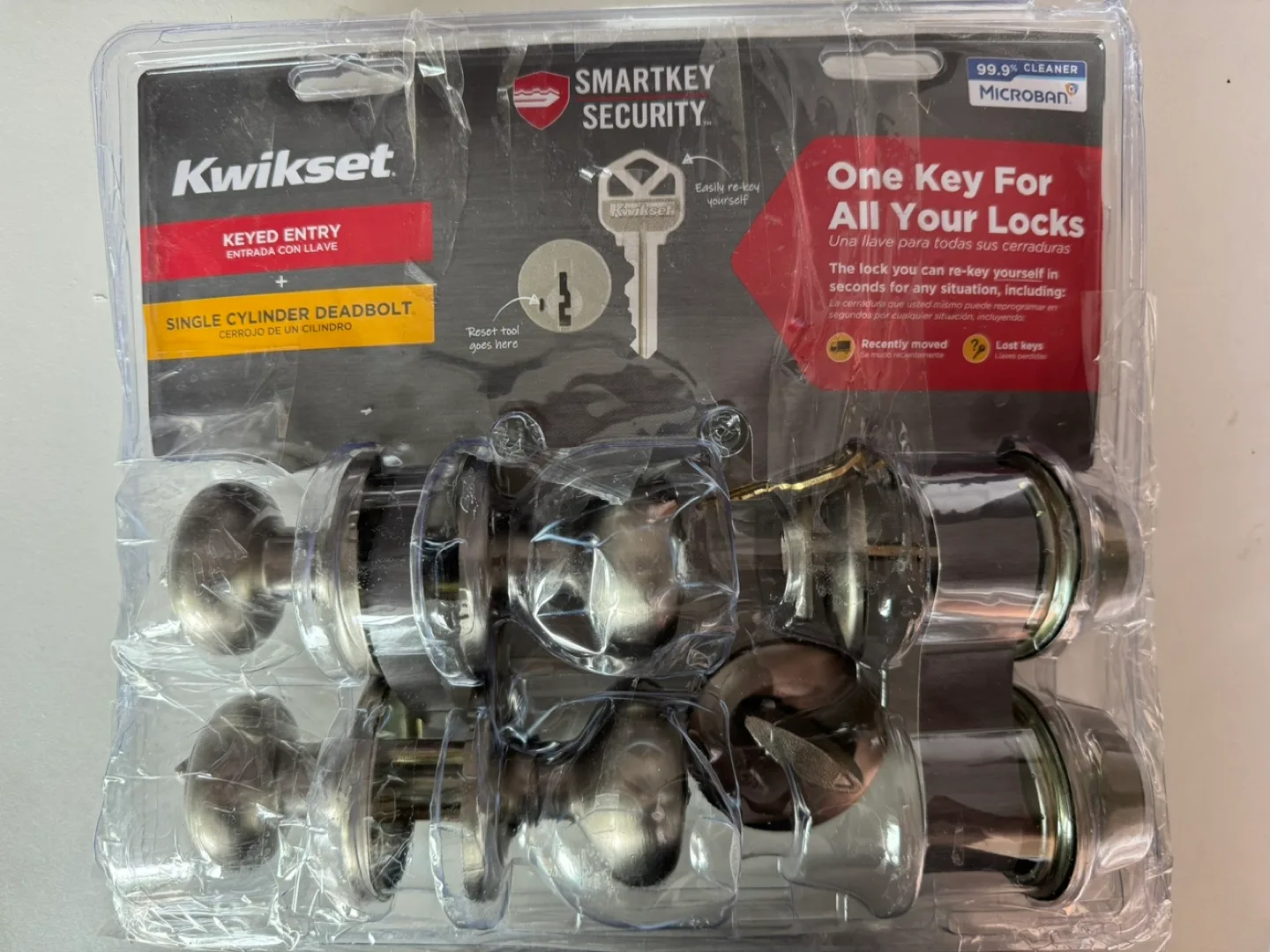 Kwikset Keyed Entry Door Knob & Deadbolt - Satin Nickel thumbnail