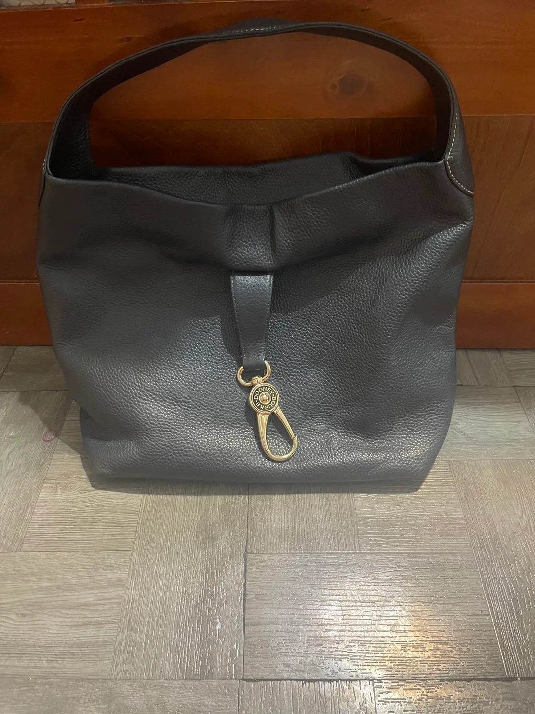 Dooney and bourke black leather bag thumbnail