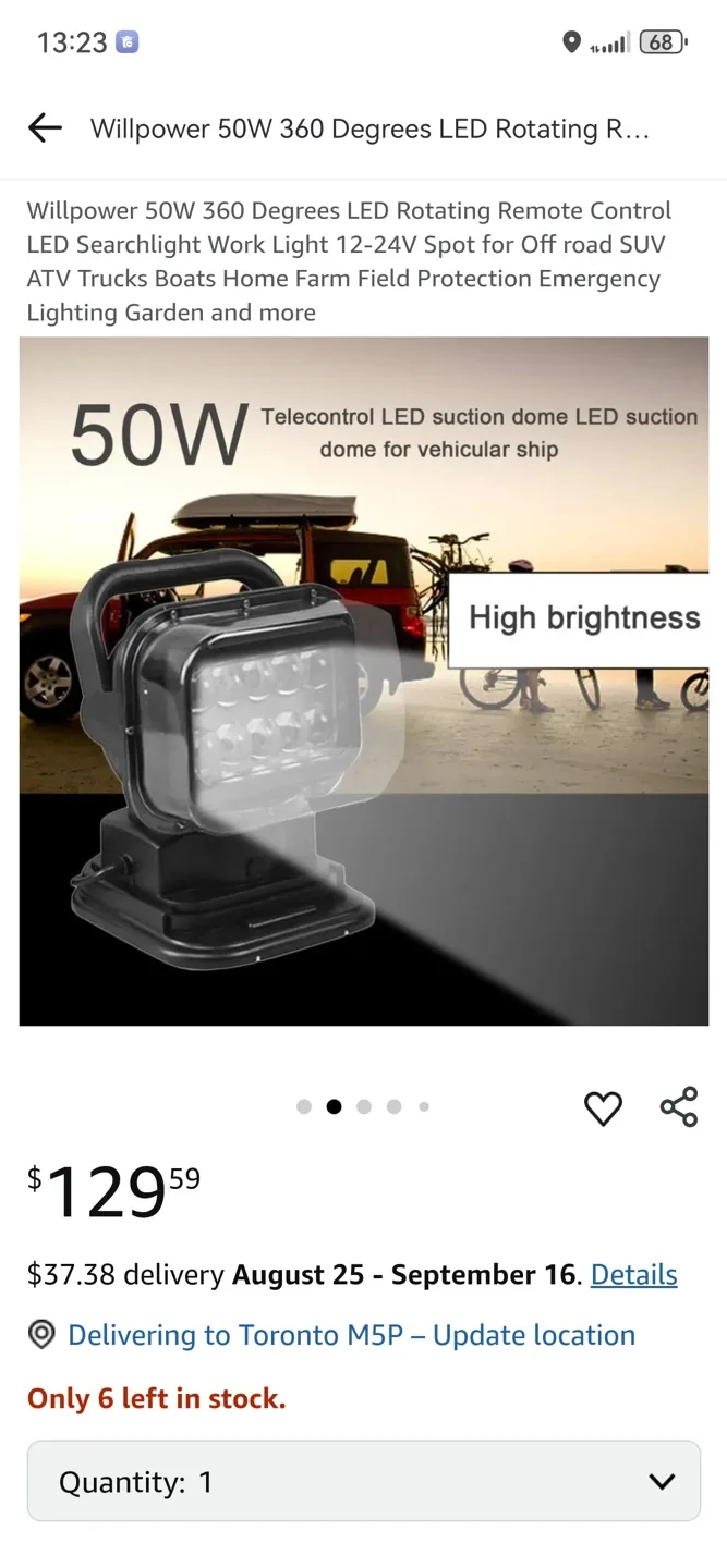 Willpower 50W 360° LED Rotating Search Light - New thumbnail