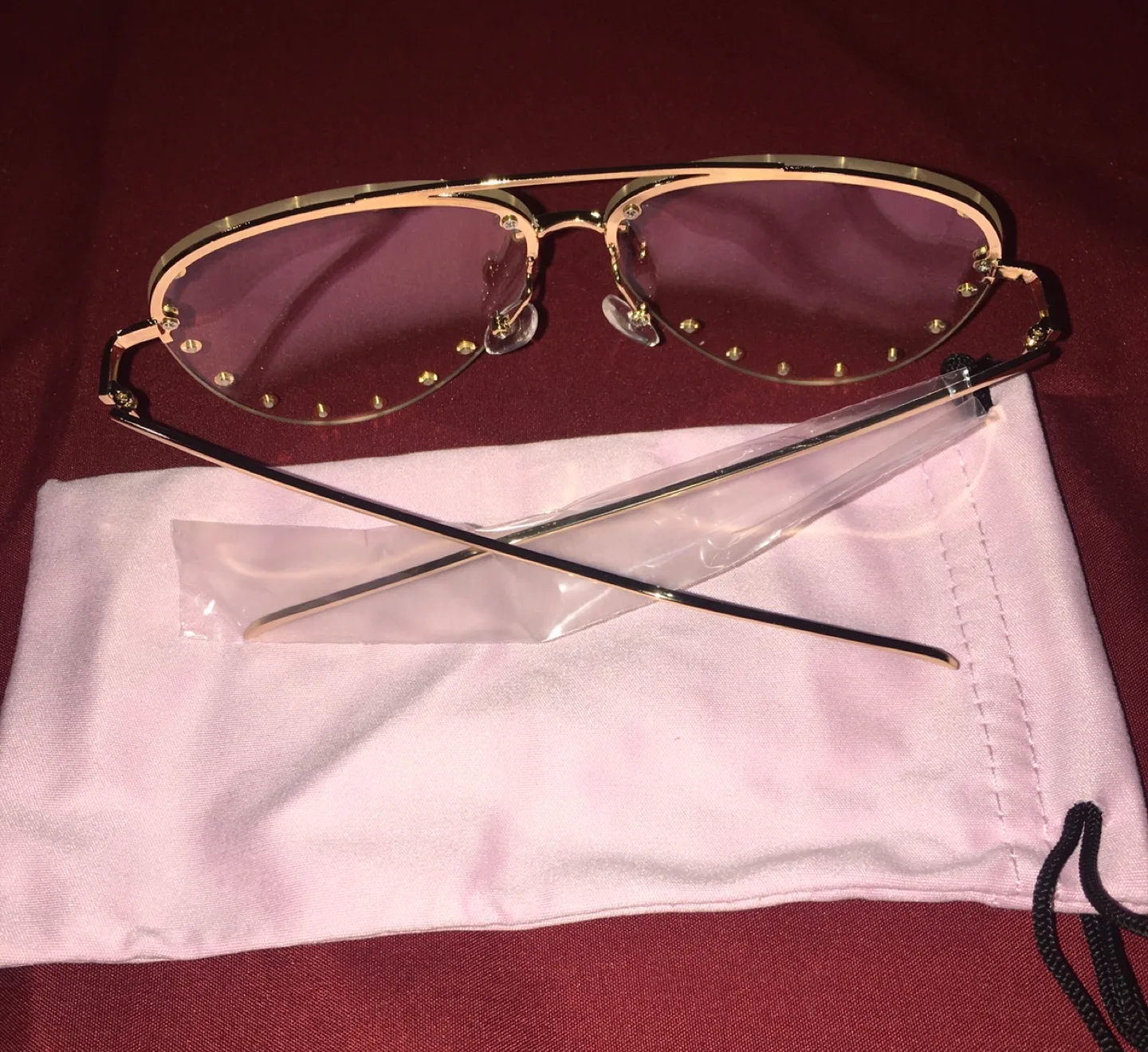 Gold Aviator Style Glasses with Case image indicator(3)