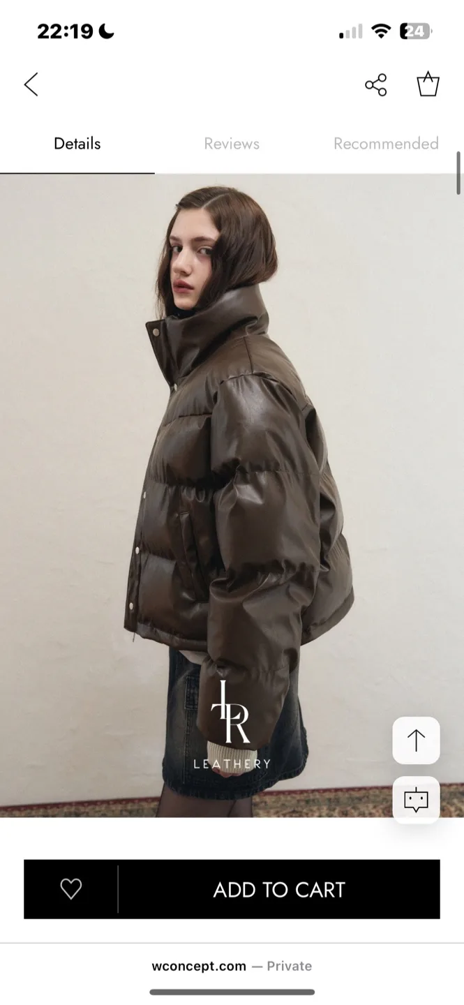 Brown leather texture Puffer Jacket thumbnail