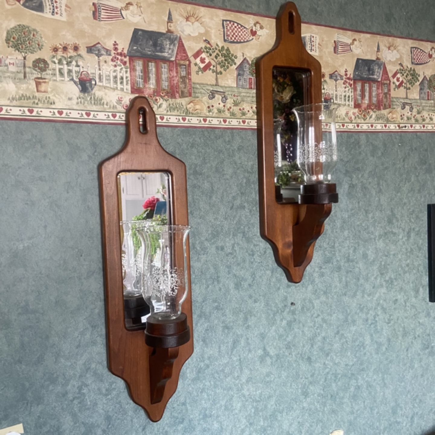 Wooden Scones Candle Holders with Mirror