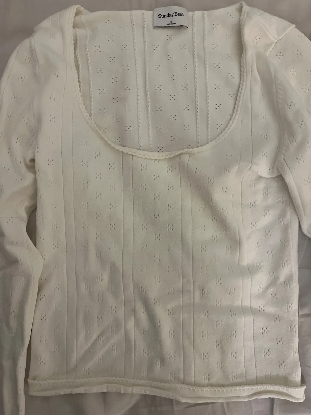 Aritzia- Sunday Best pointelle long sleeve top thumbnail