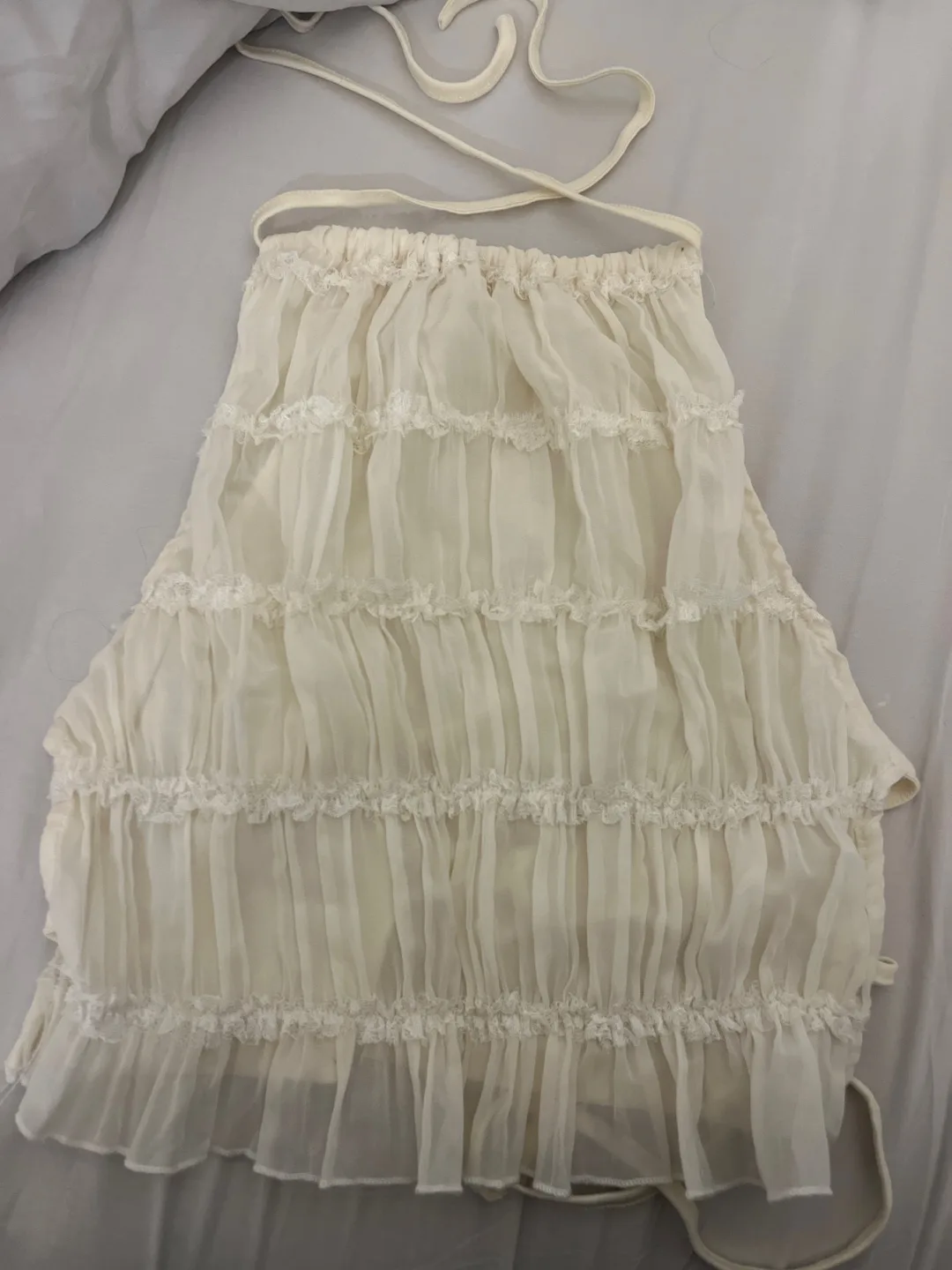 White Halter Top with ruffles thumbnail