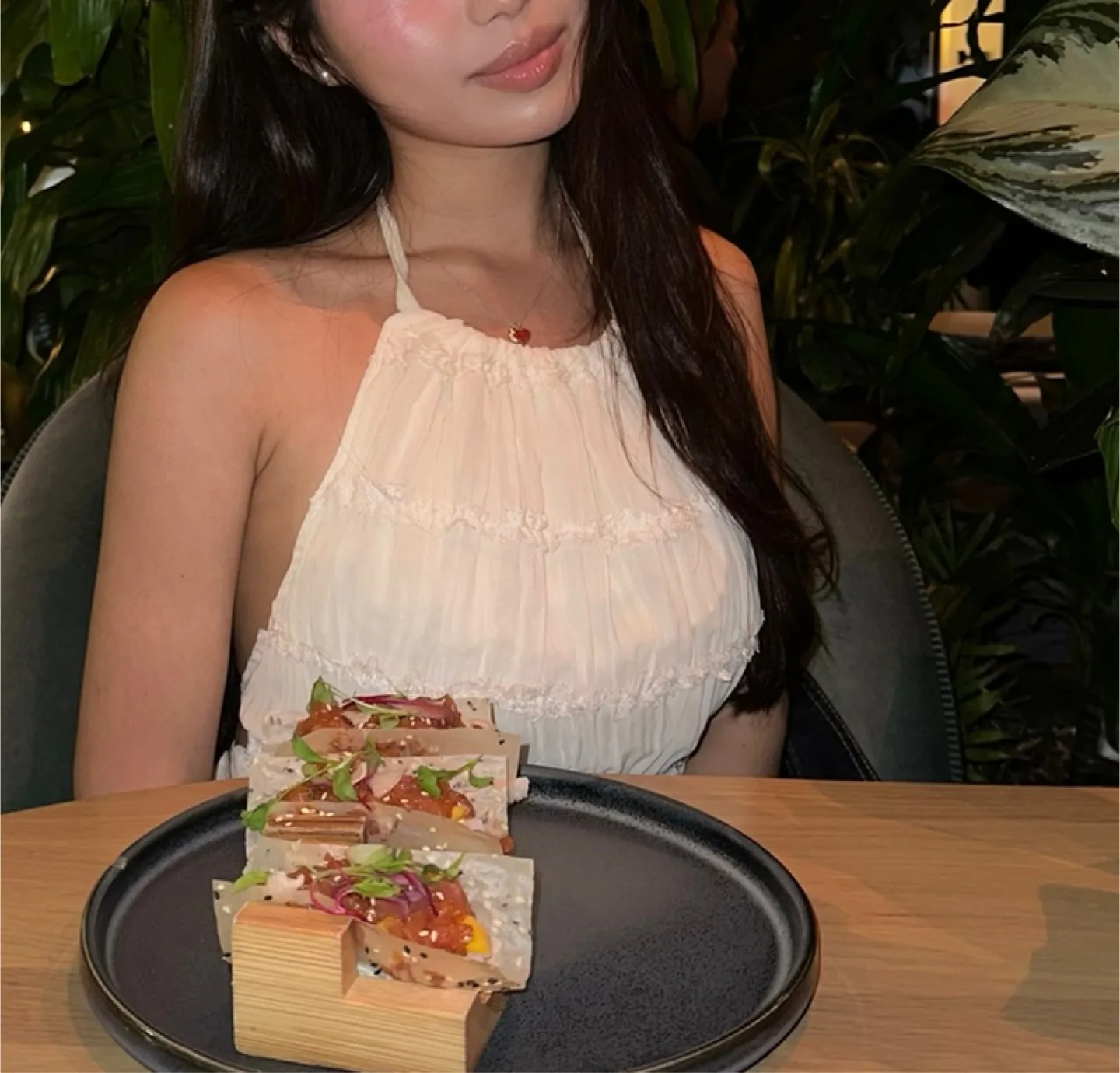 White Halter Top with ruffles image indicator(3)