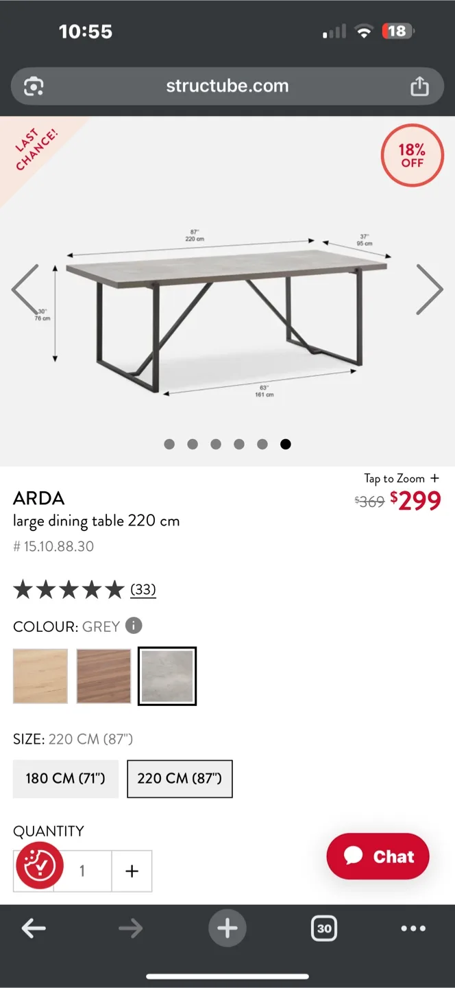 Structube ARDA Large Dining Table 220cm *TABLE ONLY* image indicator(3)