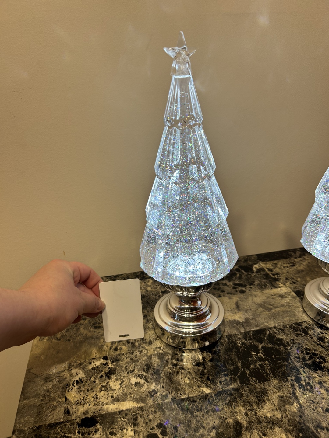 Christmas Tree Glitter Water Spinner Lights x2