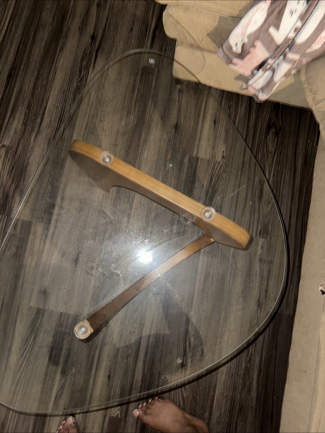 Glass Coffee Table w/ Wooden Base - photo 5