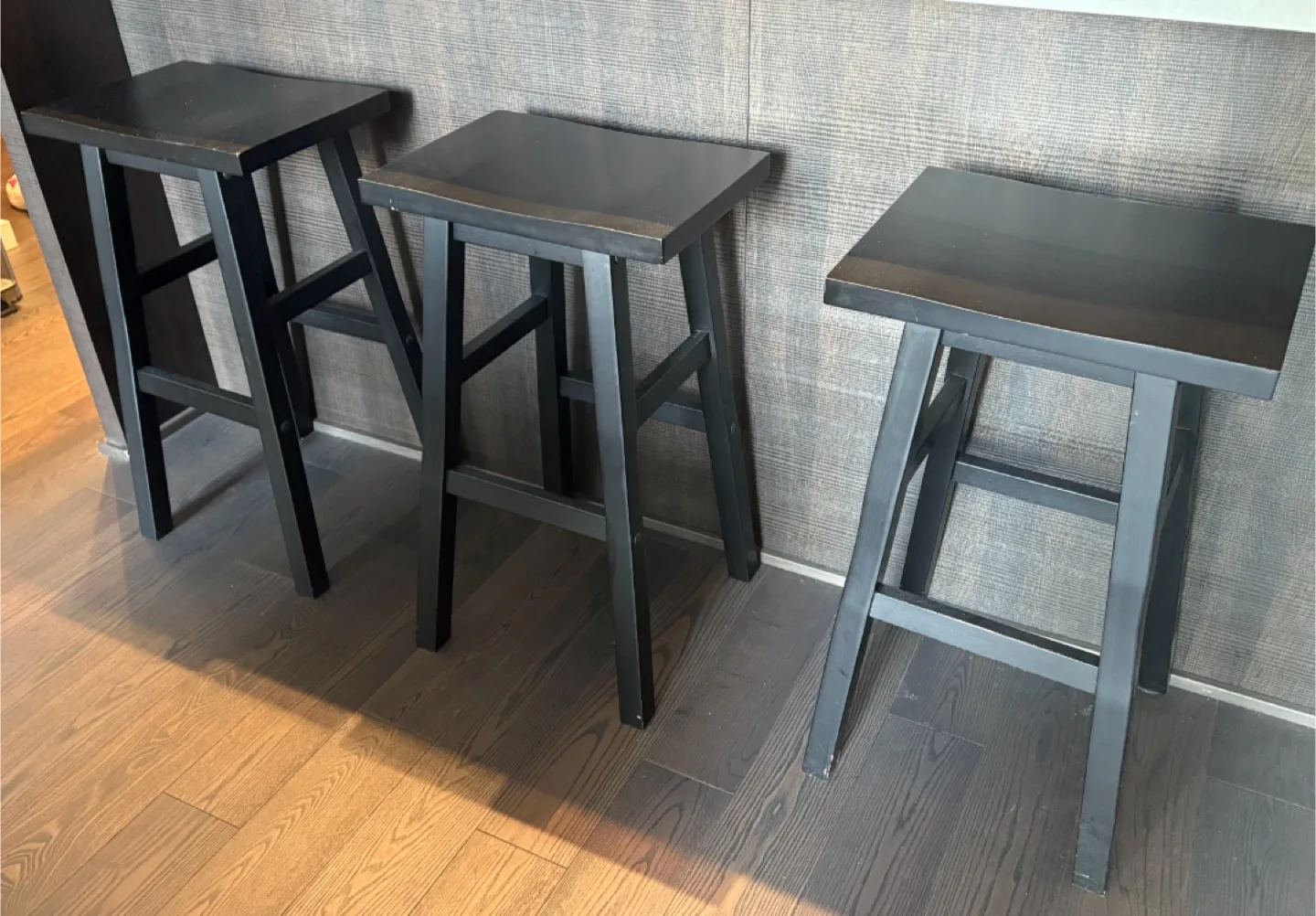 Set of 3 Black Bar Stools thumbnail