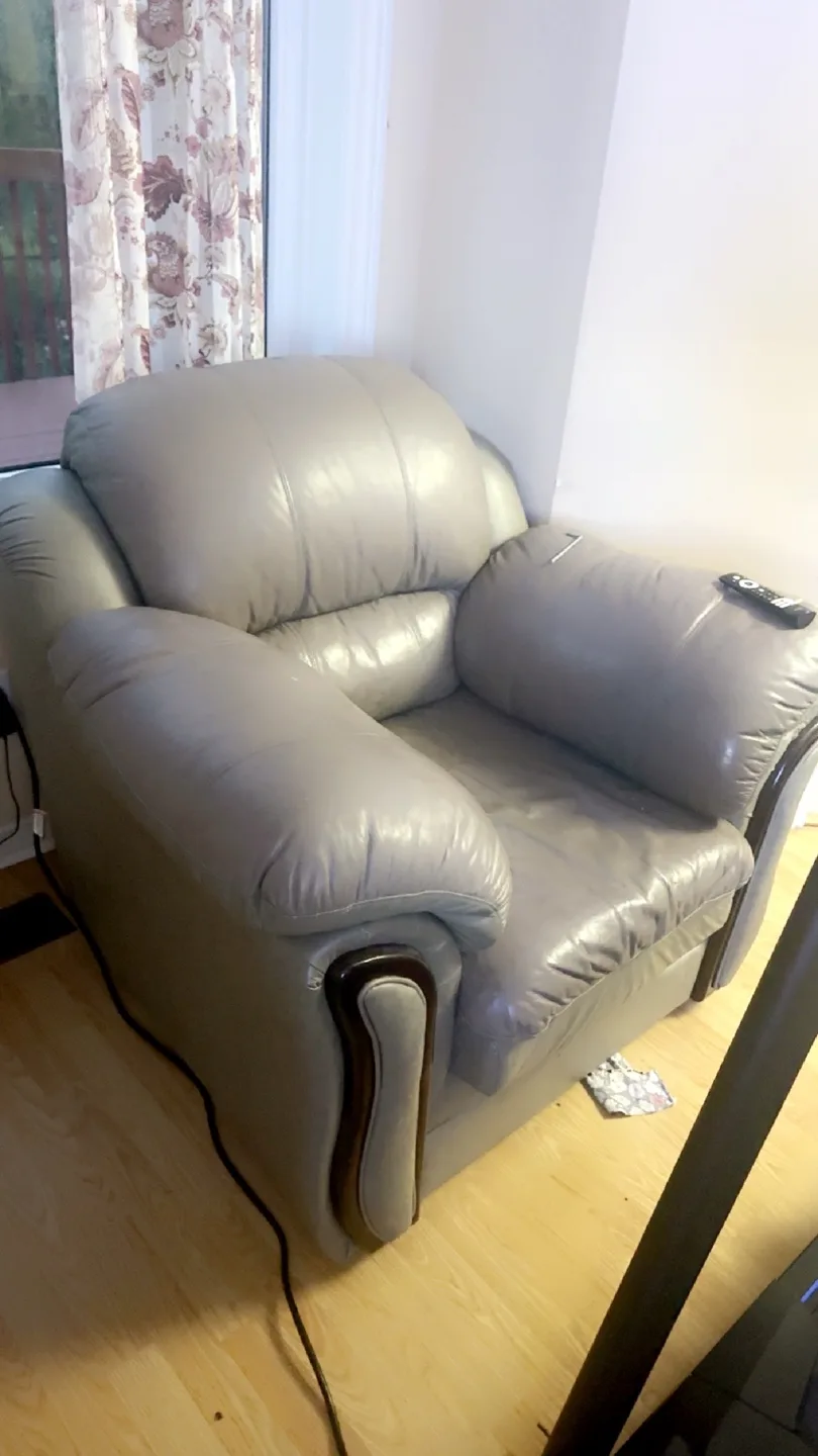 Lazy Boy Leather Chair - Grey thumbnail
