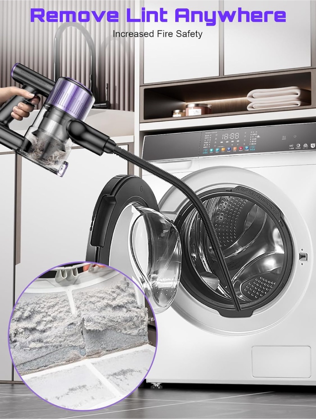 QIAFIN Ultra-Powerful Cordless Stick Vacuum - Purple - photo 4