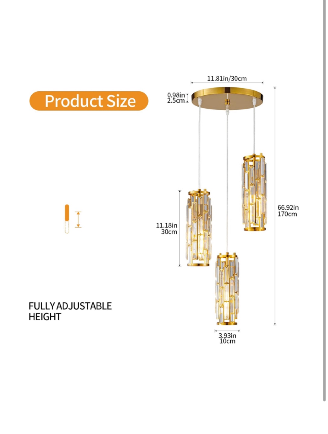 LMQNINE  3 lights Modern crystal Pendant Light - New - photo 4