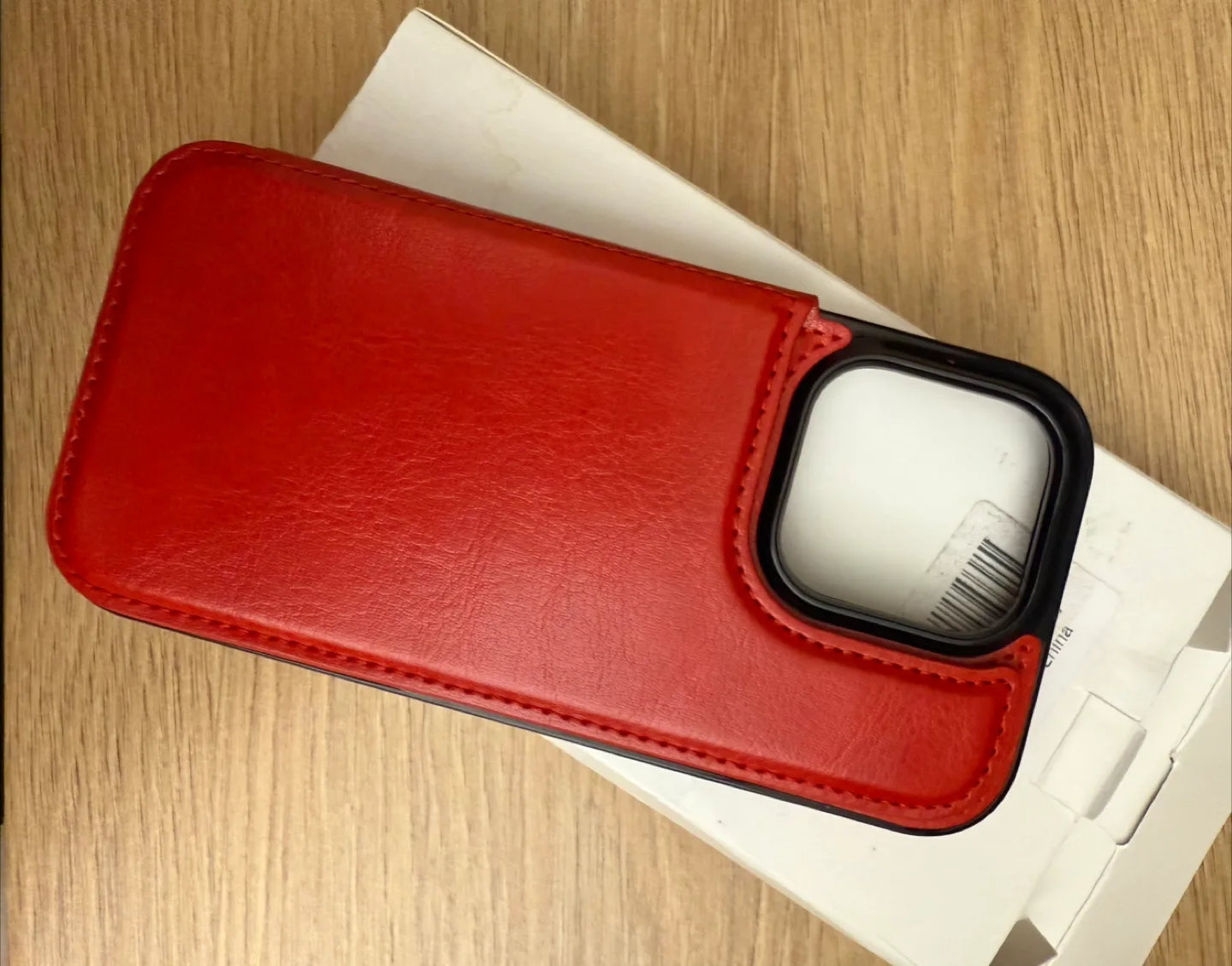 New HAOPASH iPhone 16 Pro Case wallet- Red Leather thumbnail