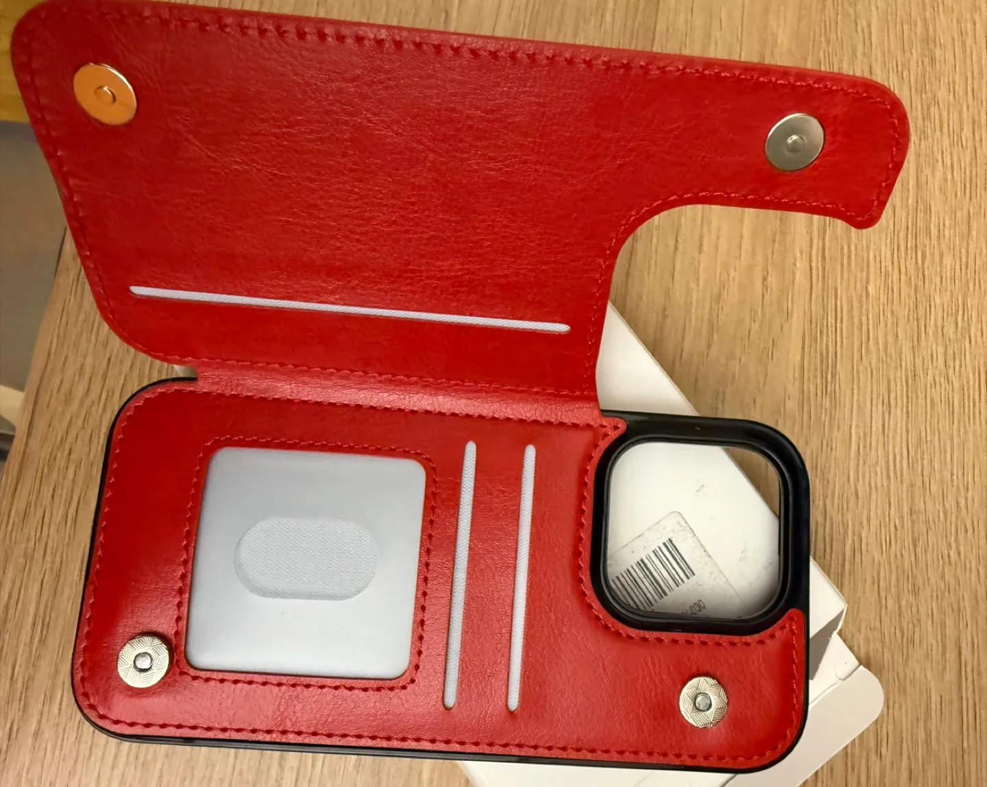 New iPhone 16 Pro Case wallet- Red Leather thumbnail
