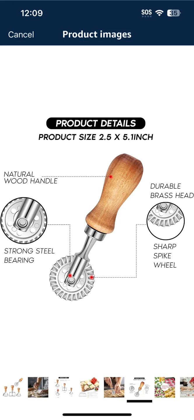 Pasta/Dough Cutter with Wood Handle thumbnail