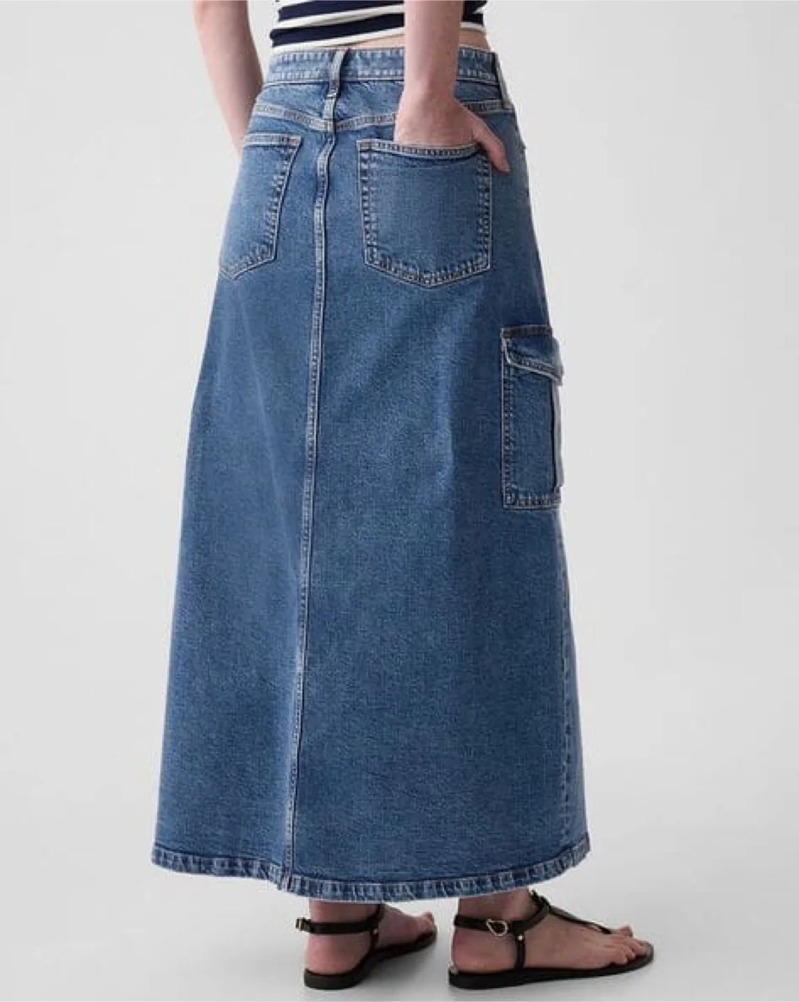 Gap Denim Cargo Maxi Skirt | Medium Indigo image indicator(3)