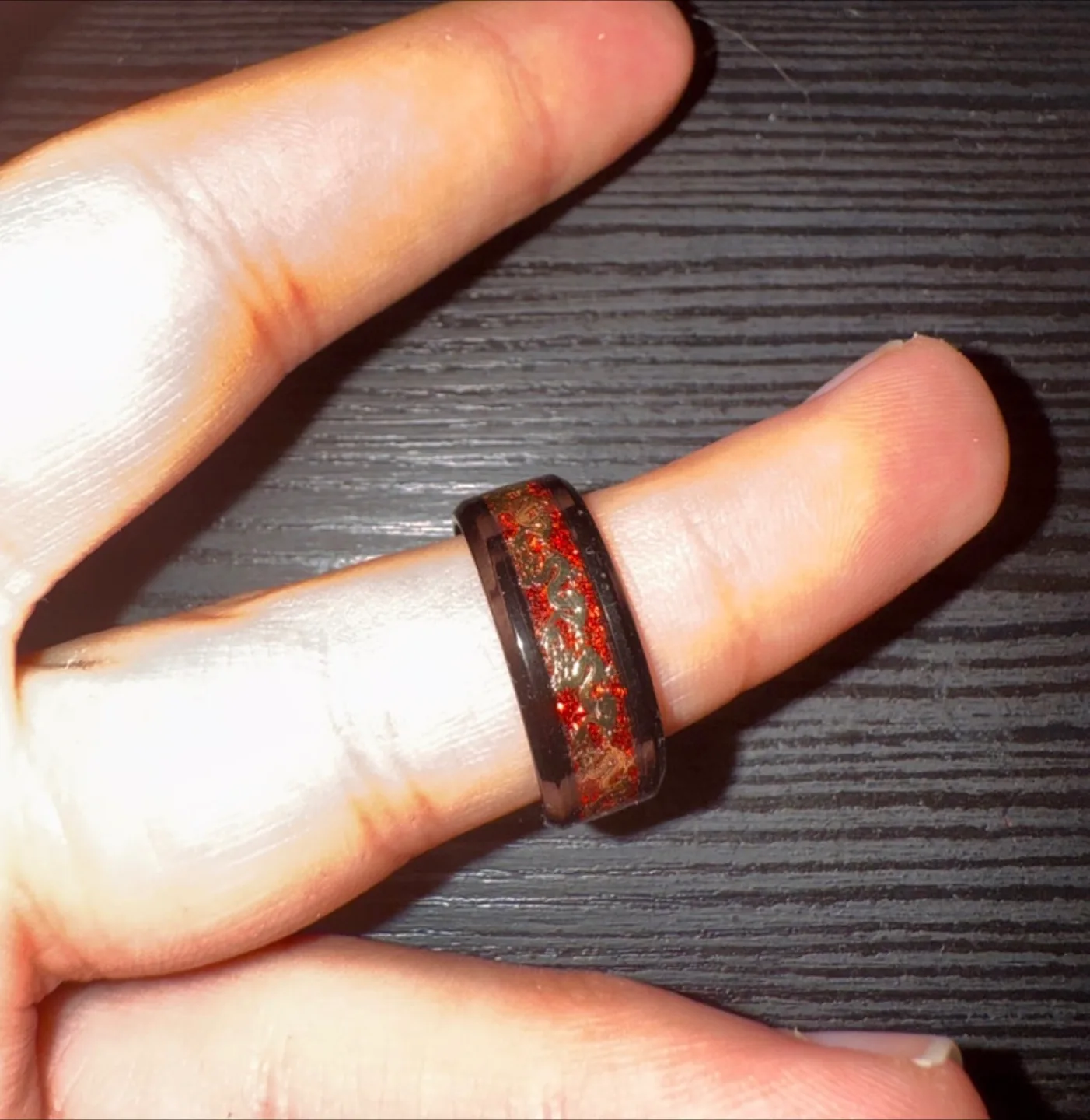 Men's Dragon Inlay Ring size 9 thumbnail