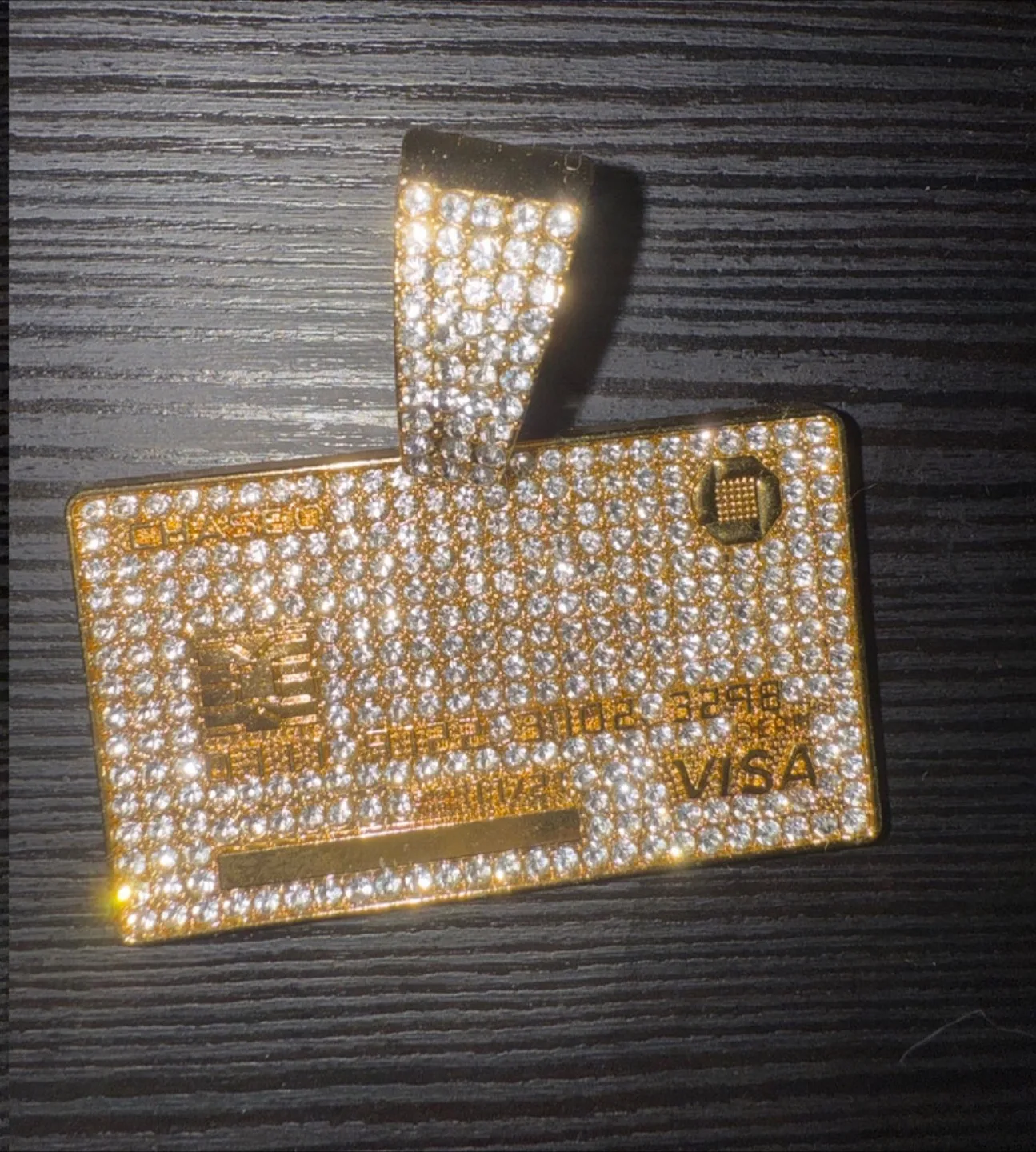 Gold Visa Credit Card Pendant & Chain thumbnail