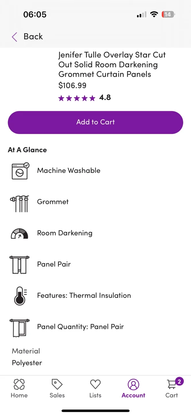 Star Cut-Out Blackout Curtain Panels – 52”W x 96”L – Set of 2 image indicator(4)