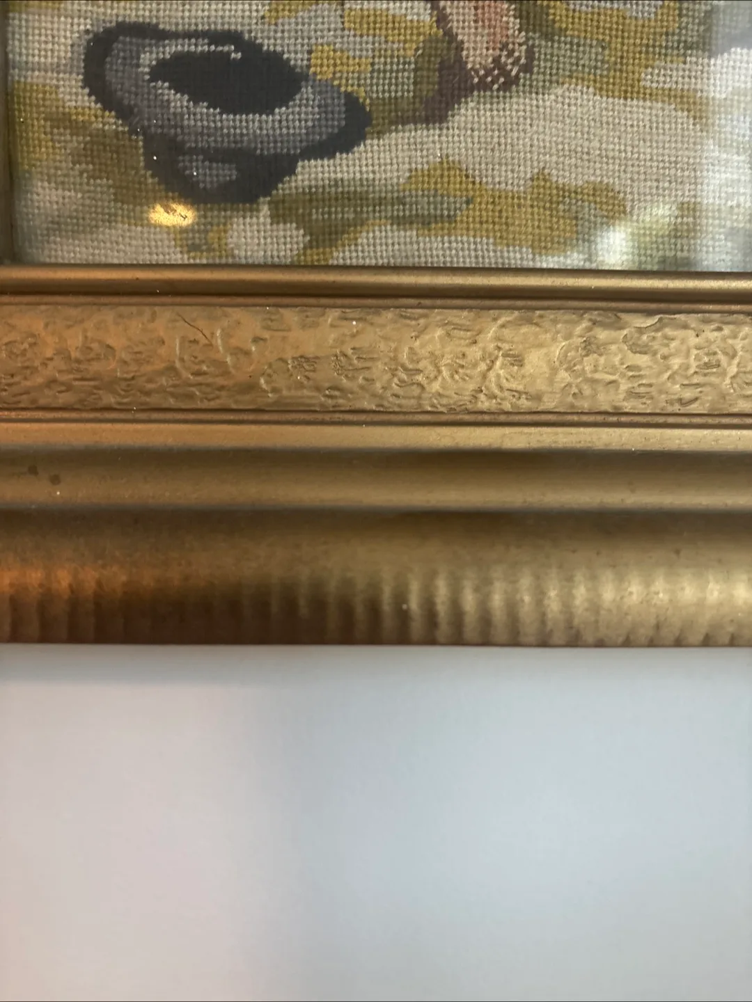 Vintage Framed Needlepoint Framed  Art- Petite Point Handmade image indicator(6)