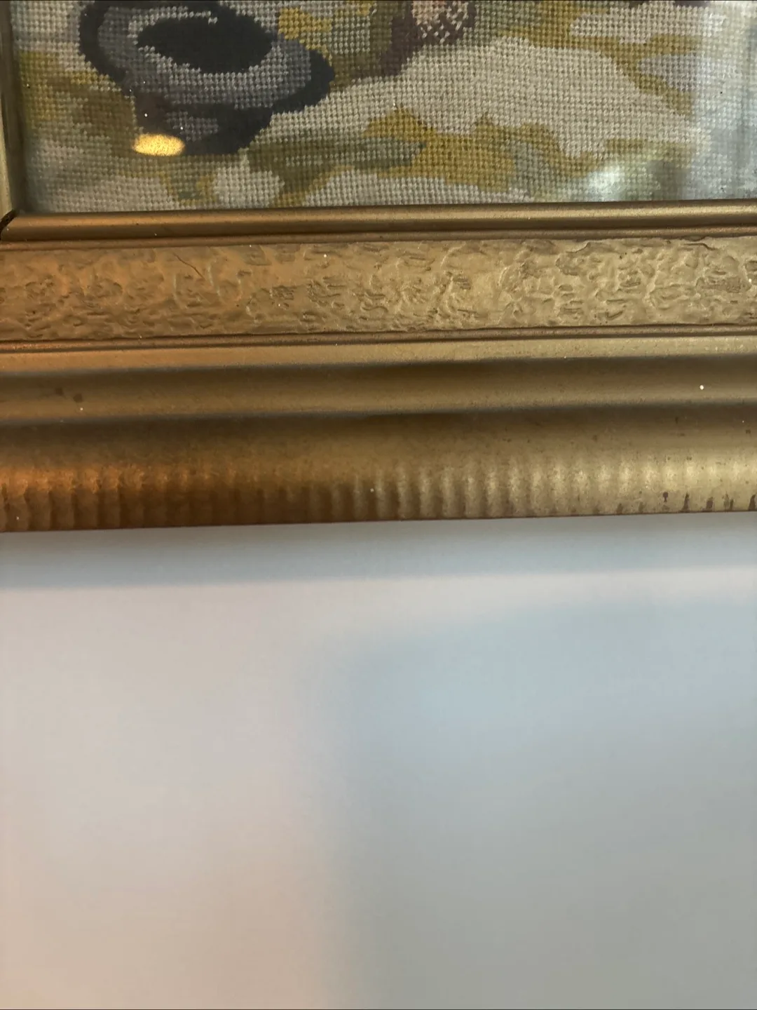 Vintage Framed Needlepoint Framed  Art- Petite Point Handmade image indicator(4)