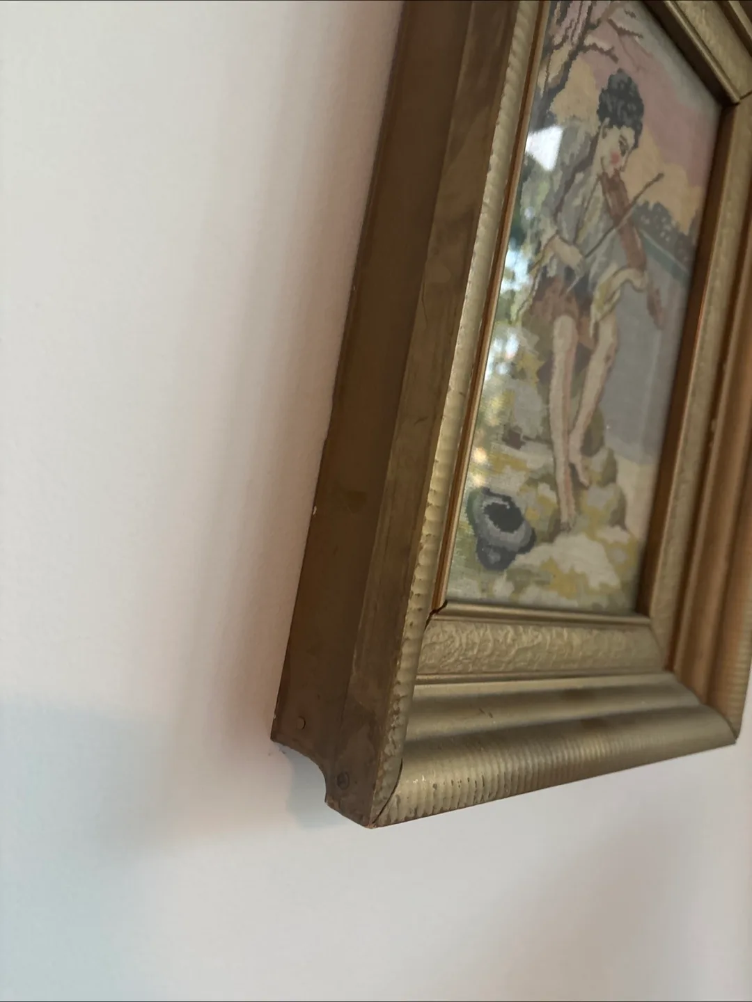 Vintage Framed Needlepoint Framed  Art- Petite Point Handmade image indicator(7)