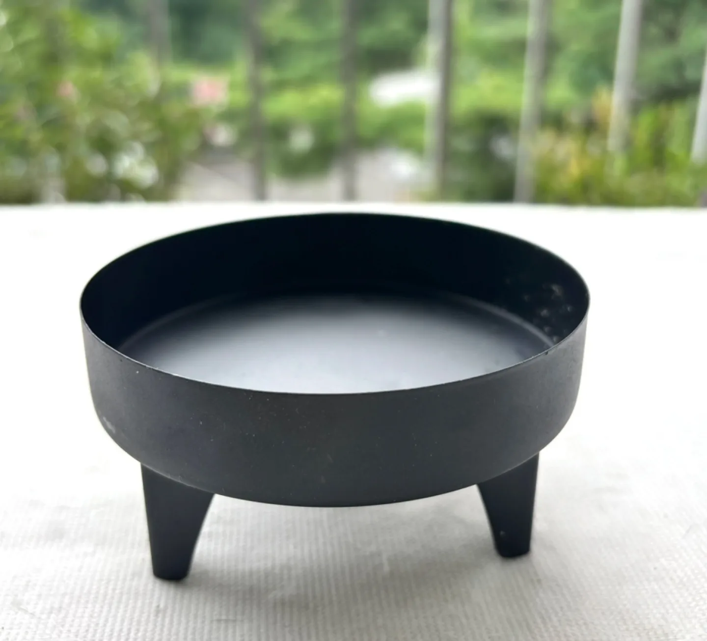 Minimalist Black Metal Tripod Pillar Candle Stand, Never Used thumbnail