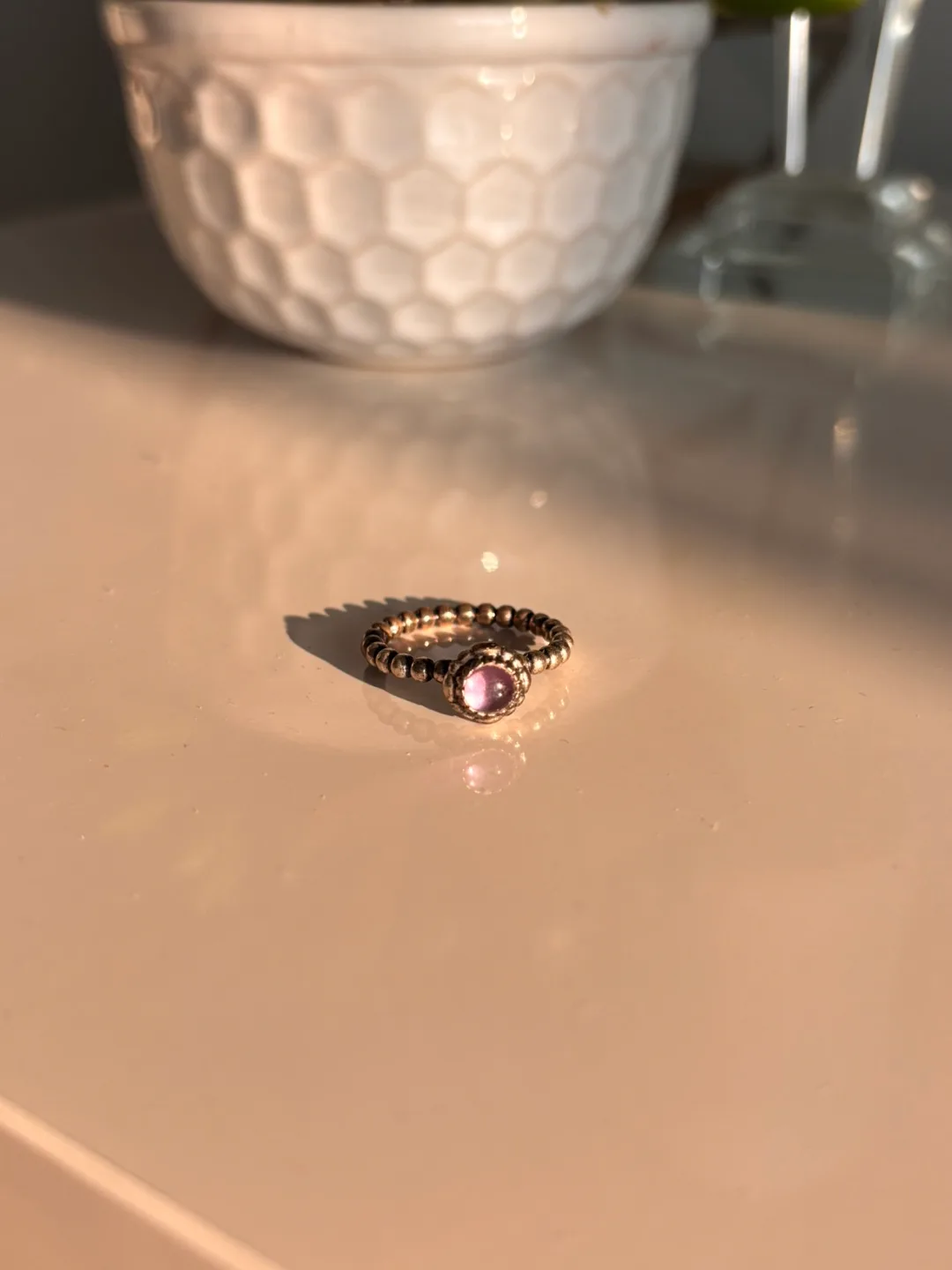 Pandora Beaded Ring with Purple Stone thumbnail
