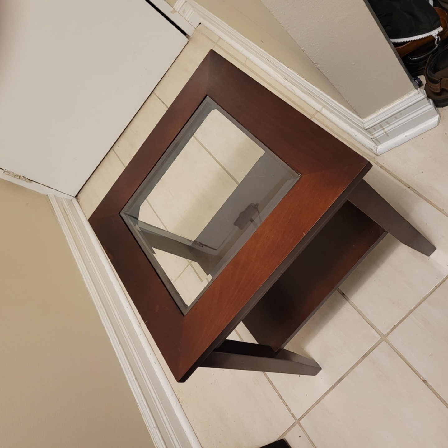 Brown Wood & Glass End Table - photo 5