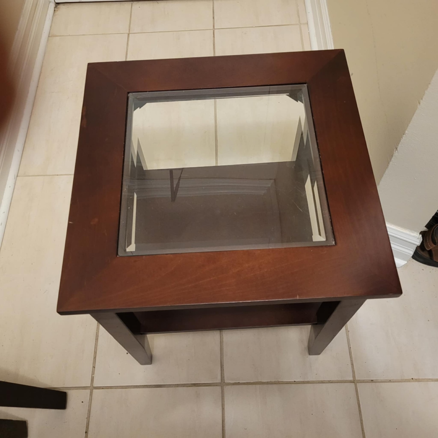Brown Wood & Glass End Table - photo 3