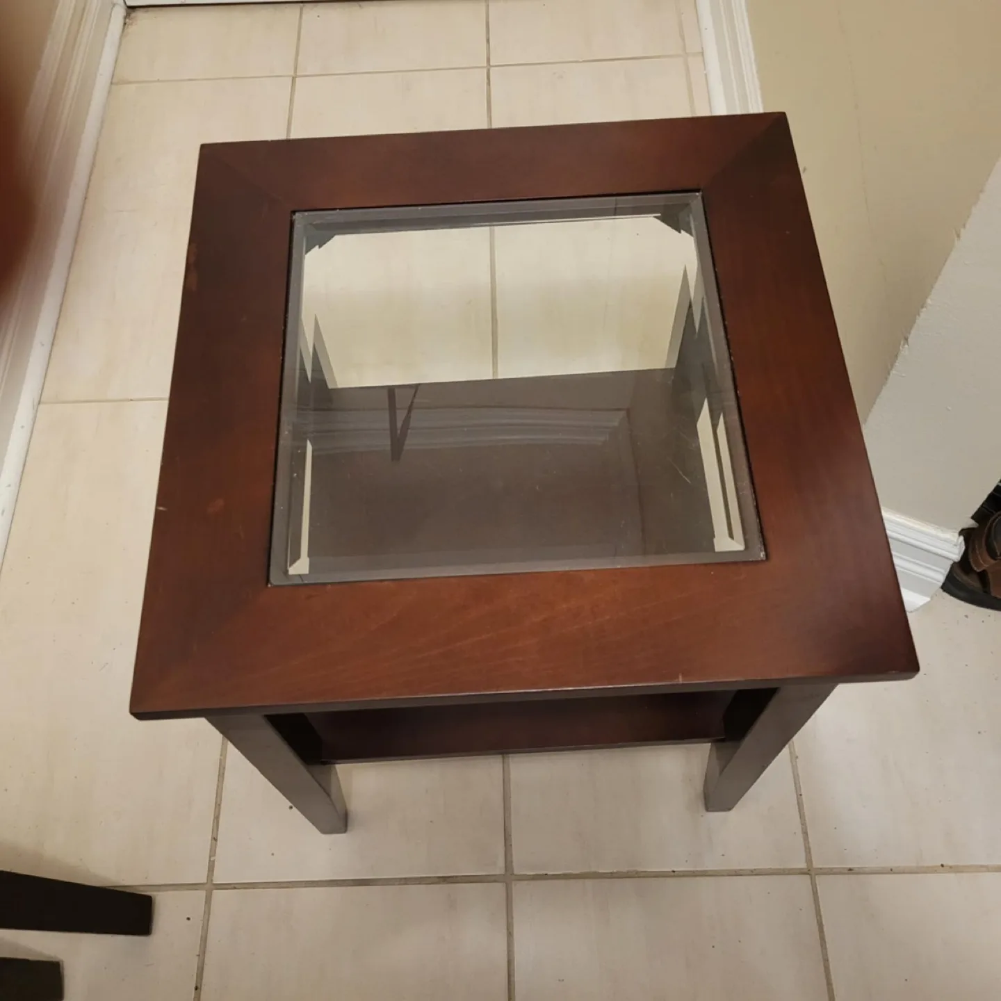 Brown Wood & Glass End Table image indicator(4)